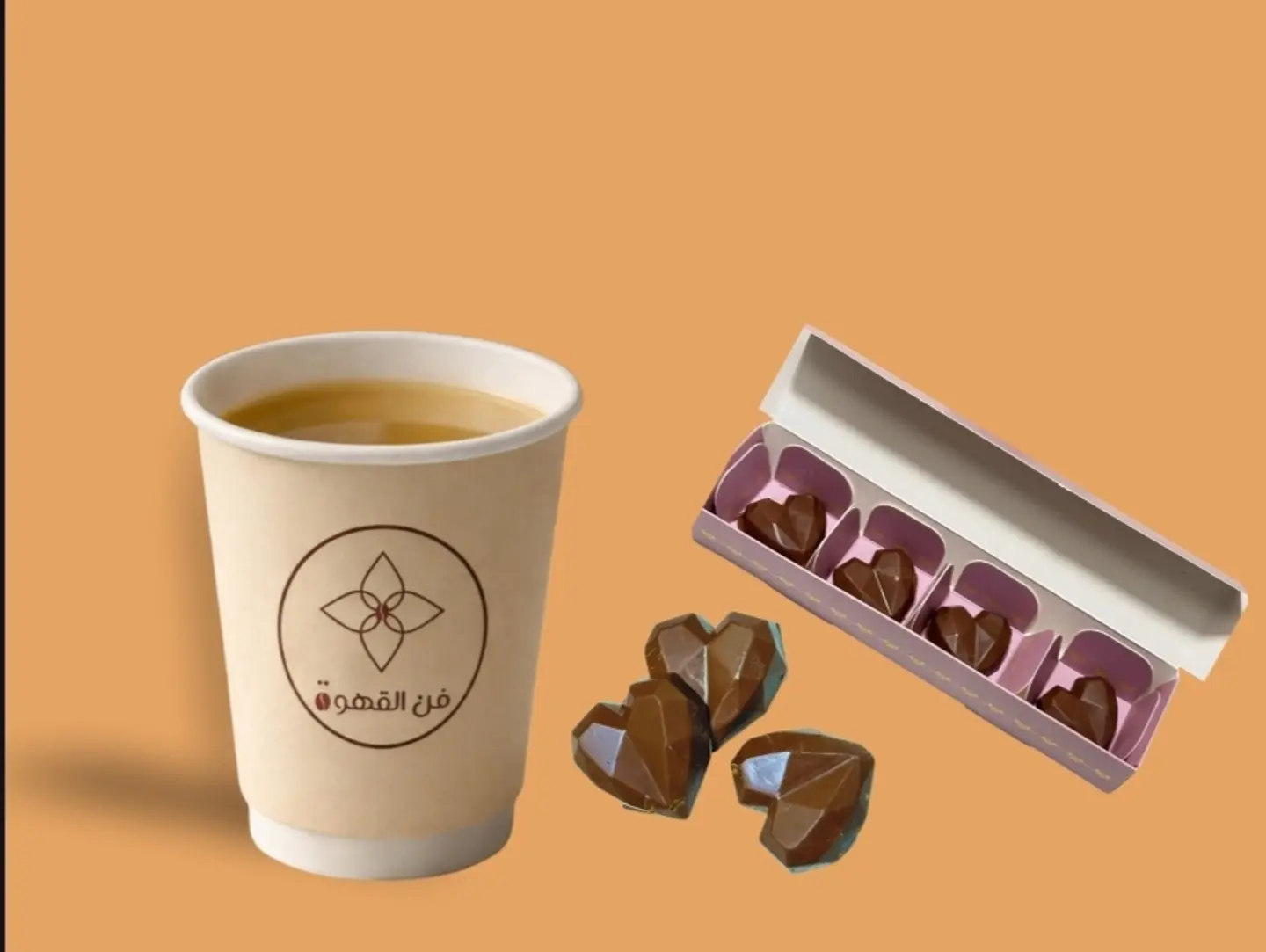 قهوة سعودية مع شوكولاتة القلوب