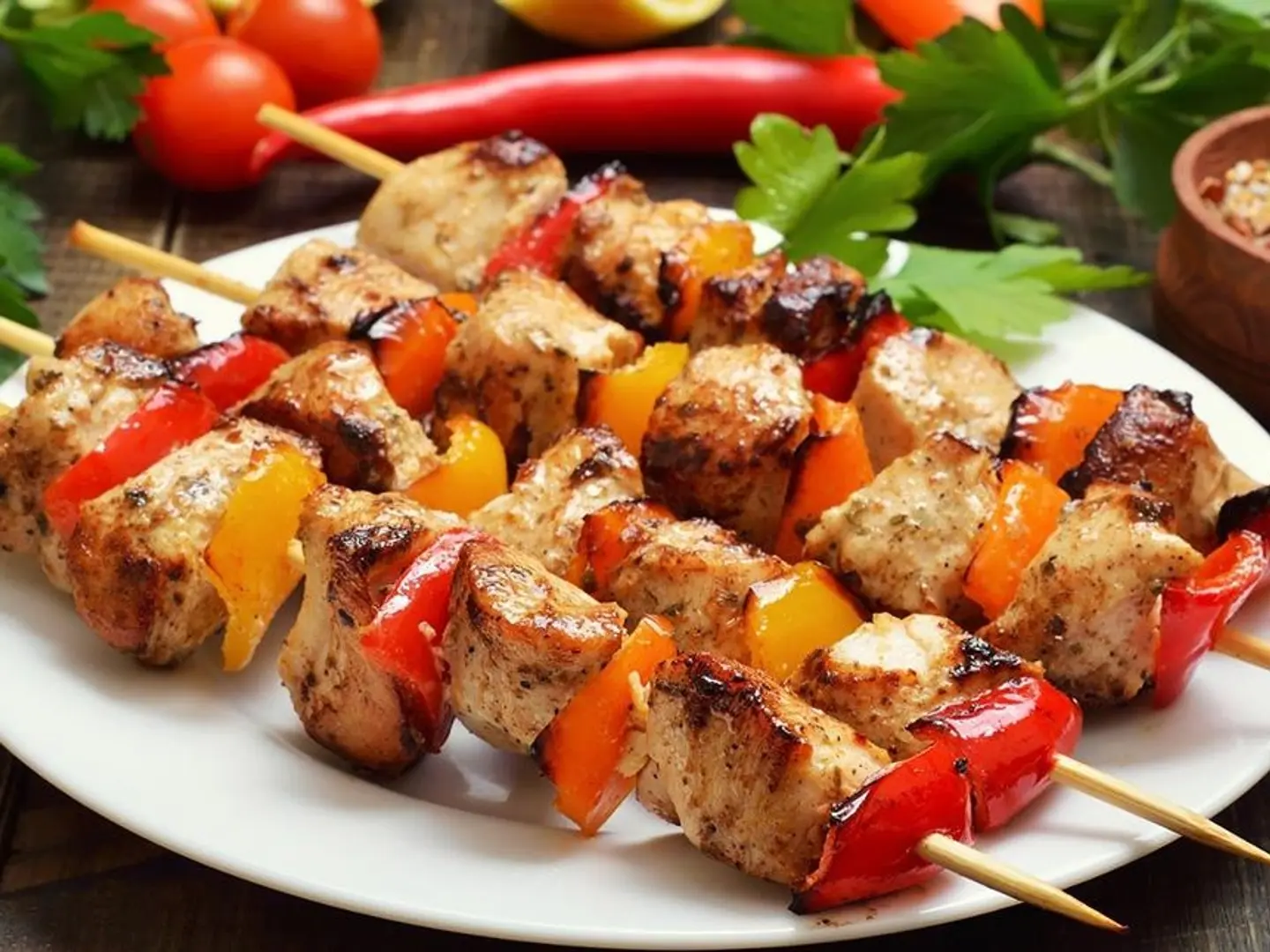 Grilled Shish Tawook Over Charcoal