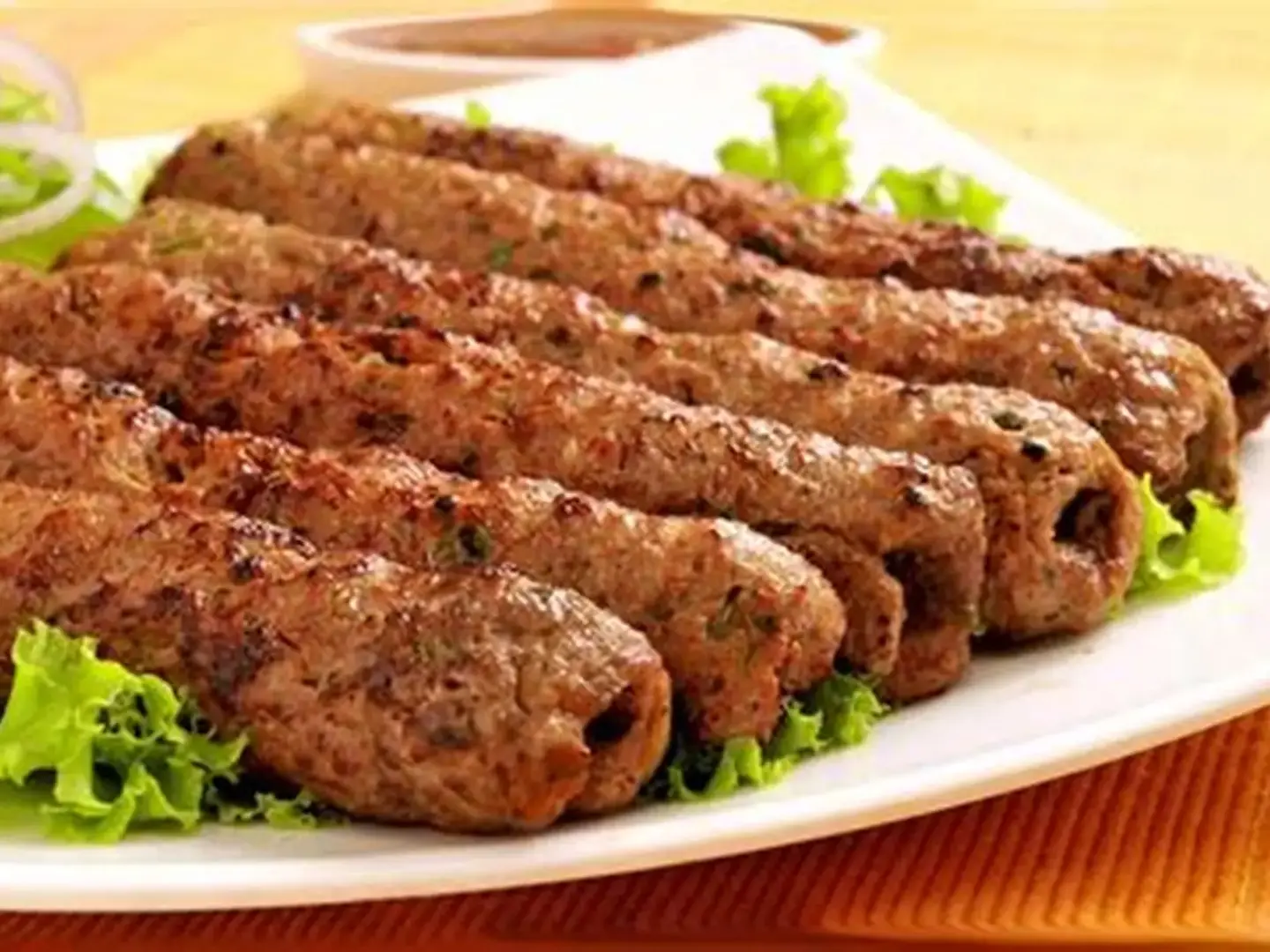 Grilled Beef Kofta With Rice And Salads