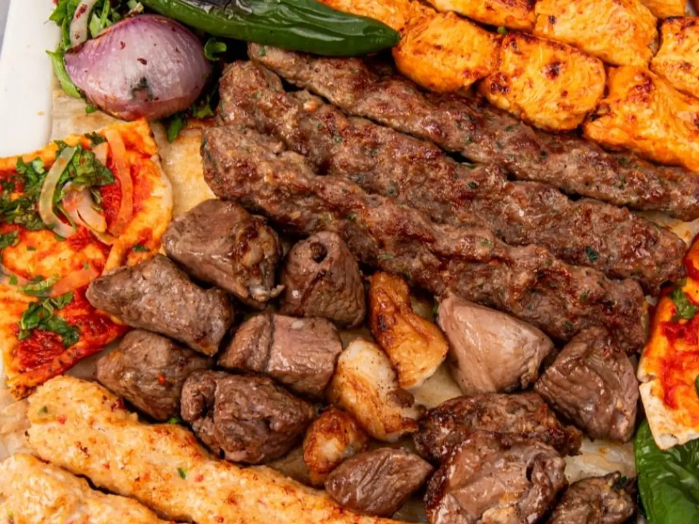 Mixed Kilo Of Charcoal Grilled Kebab And Kofta With Rice And Salads