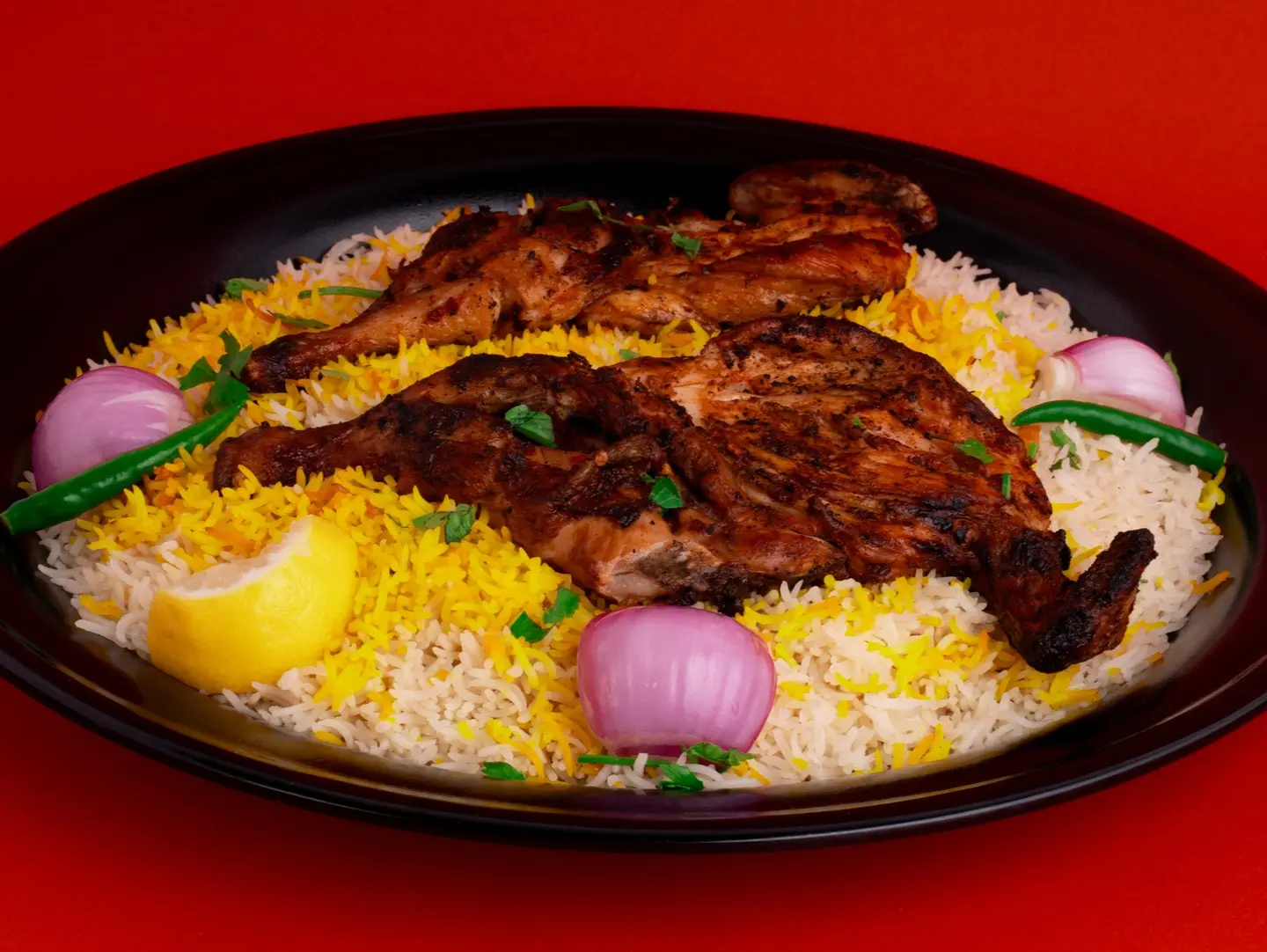 Whole Madbi Chicken With Rice