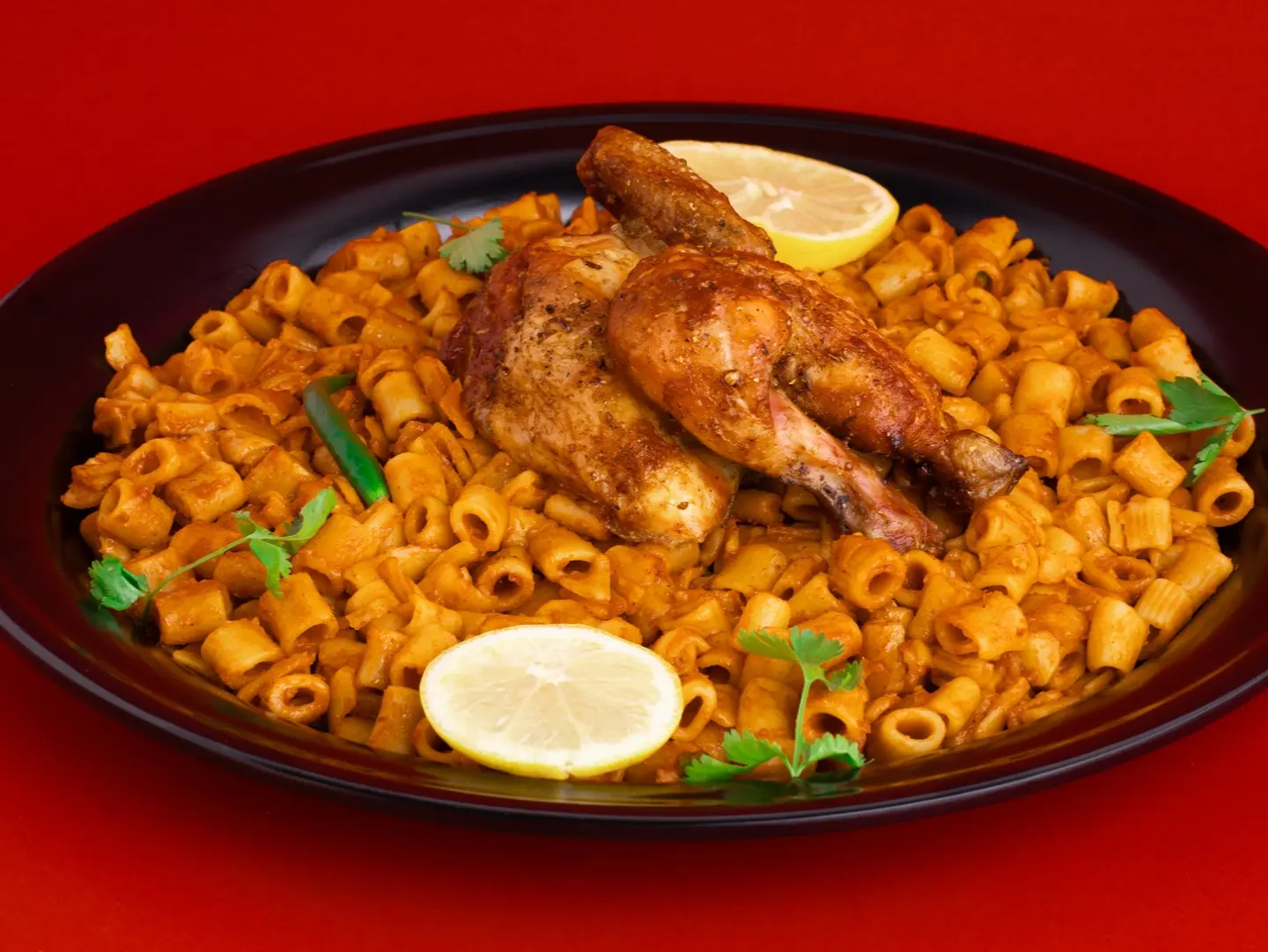 Half Grilled Chicken With Makarone