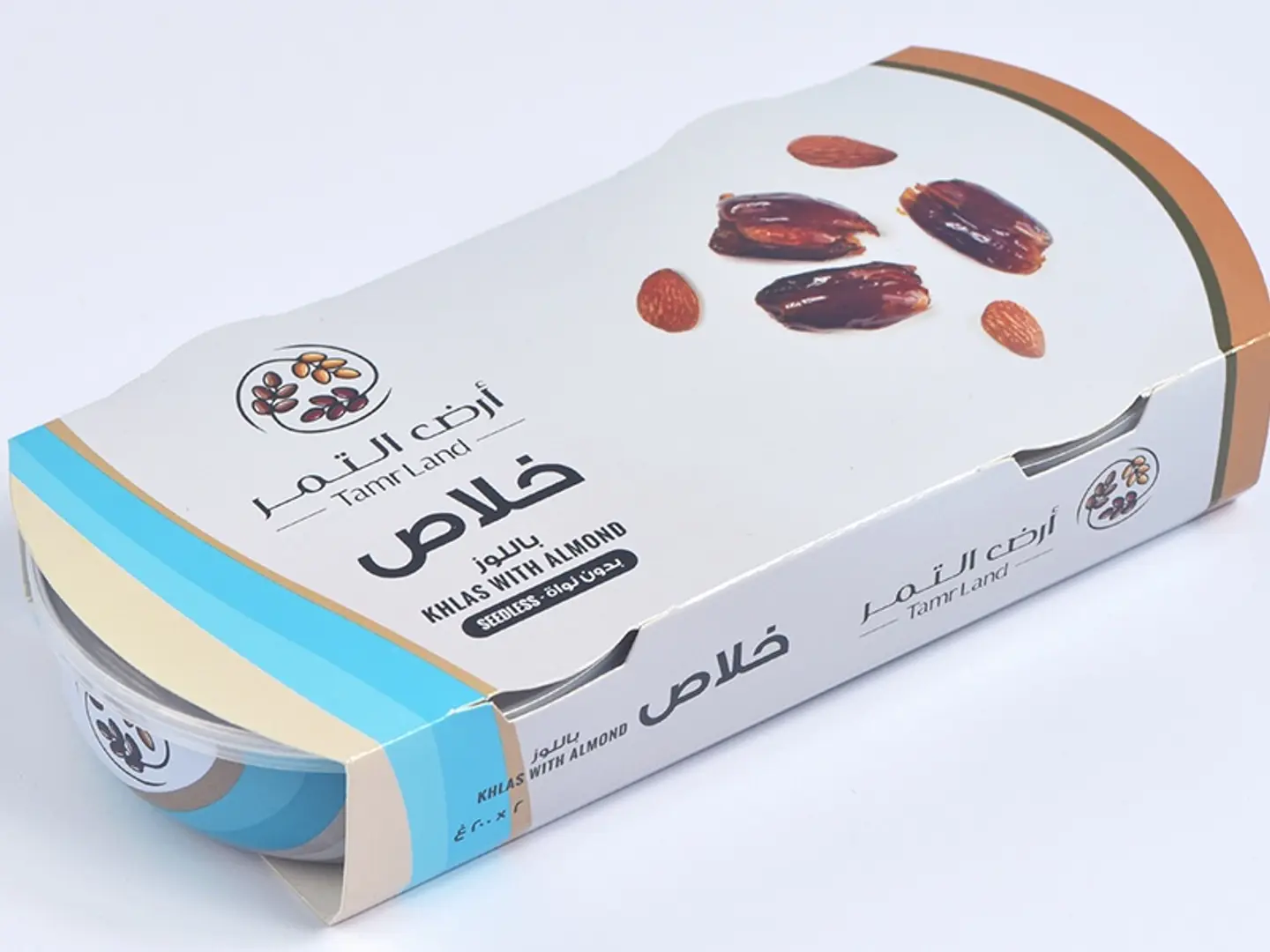 تمر خلاص باللوز منزوع النوى 2 علب معدنية