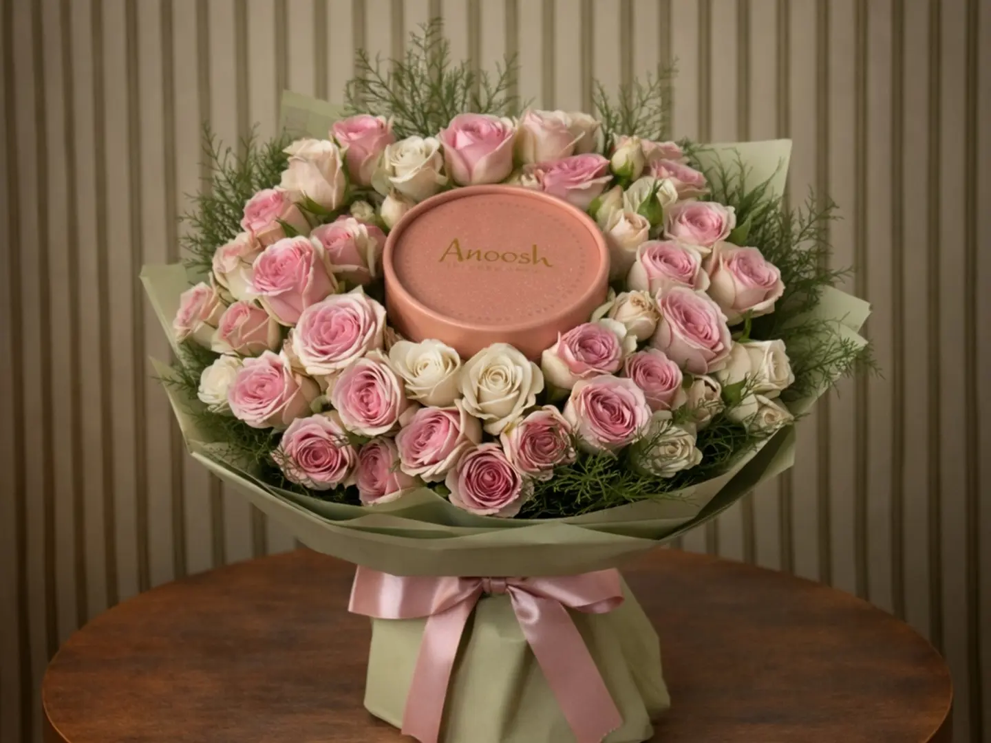 باقة ورديه مع شوكلاته انوش