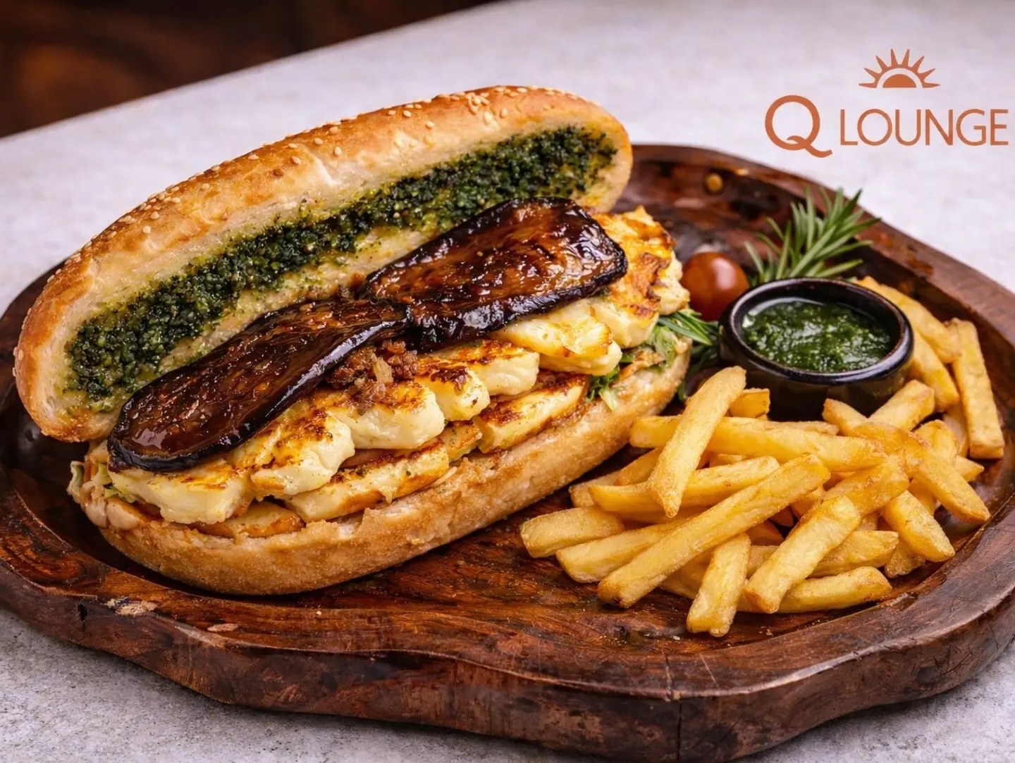 Halloumi And Eggplant Sandwich
