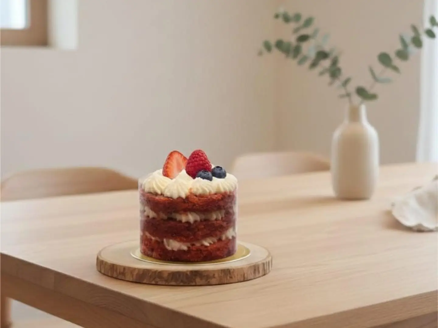 كيك ريد فيلفت بالفواكة