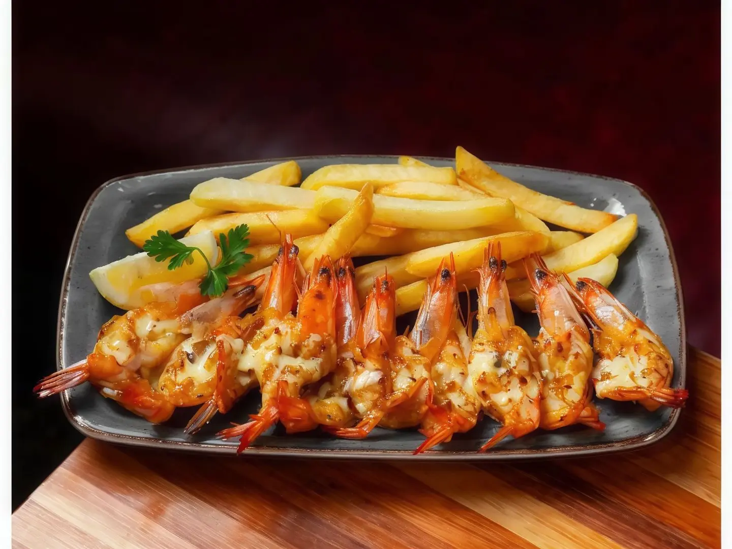 Grilled Jambo Prawns With Fries