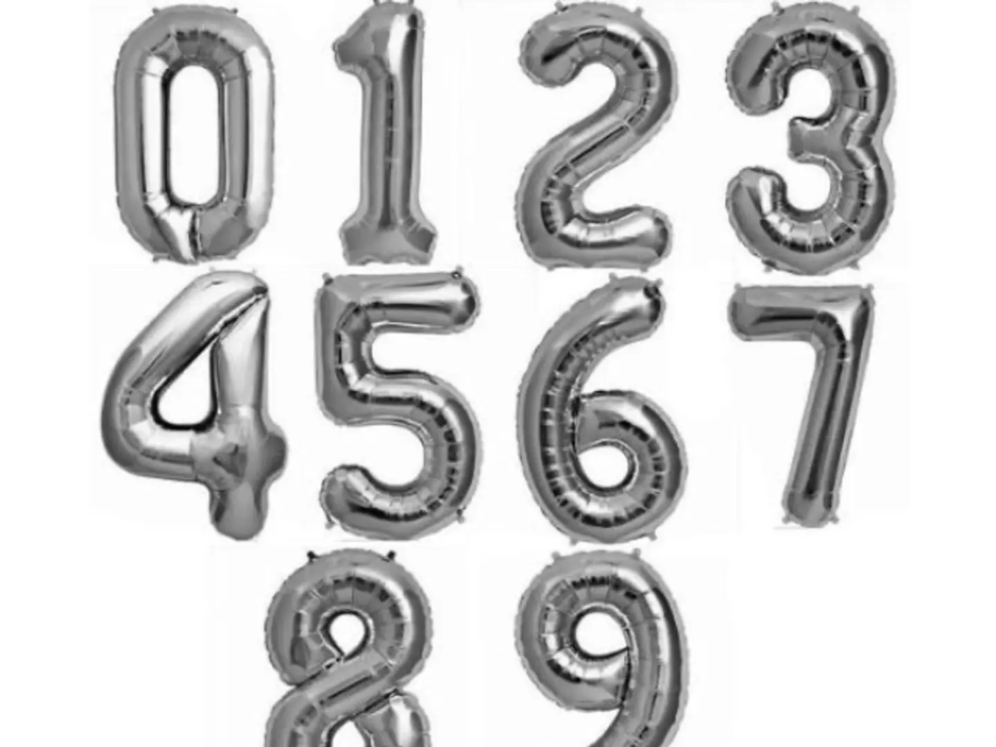 بالون ارقام هيليوم فضي كبيره