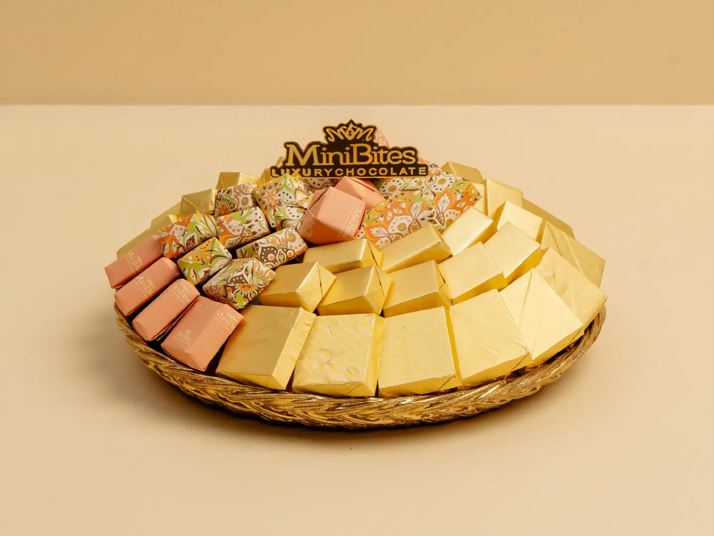 Round Gold Tray Wrapped Chocolate