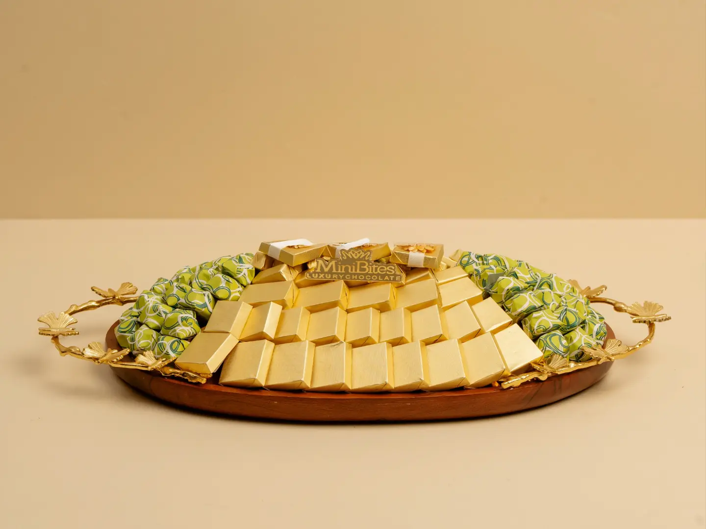 Oval Wooden Tray Wrapped Chocolate