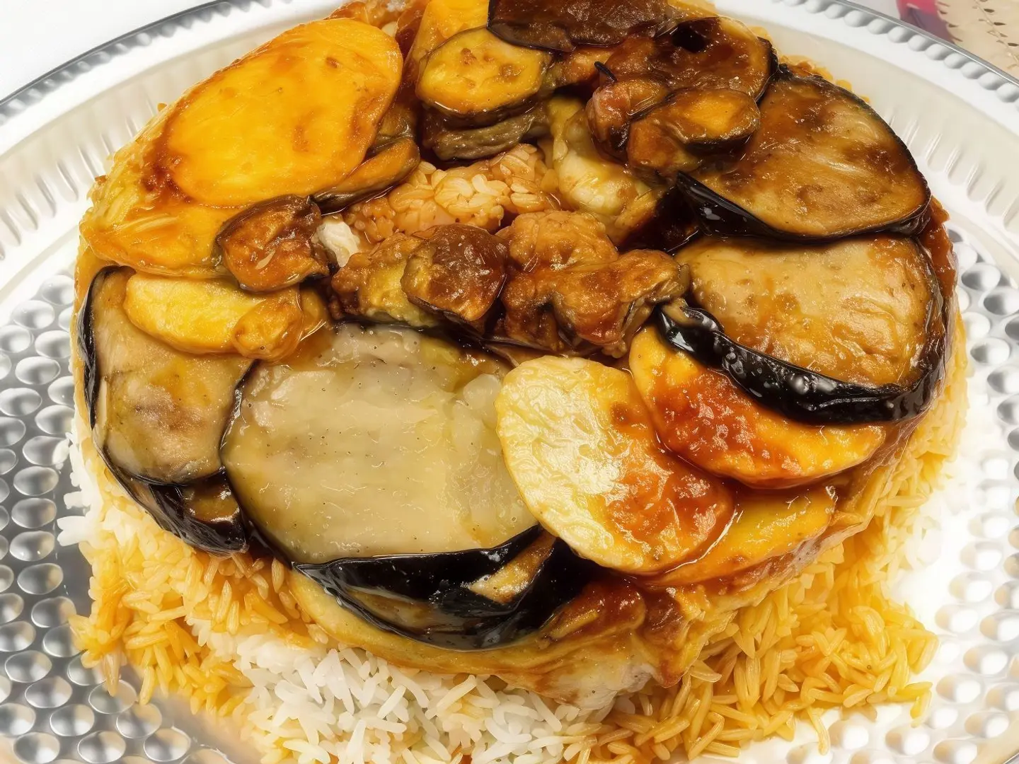 مقلوبة دجاج مع أرز شعبي