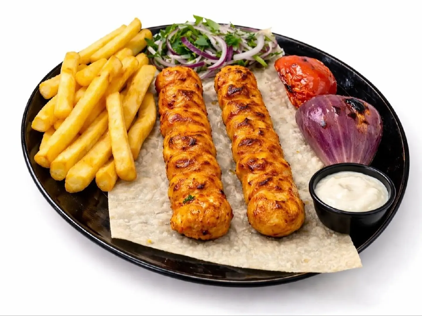 Two Pieces Of Chicken Kebab Skewers