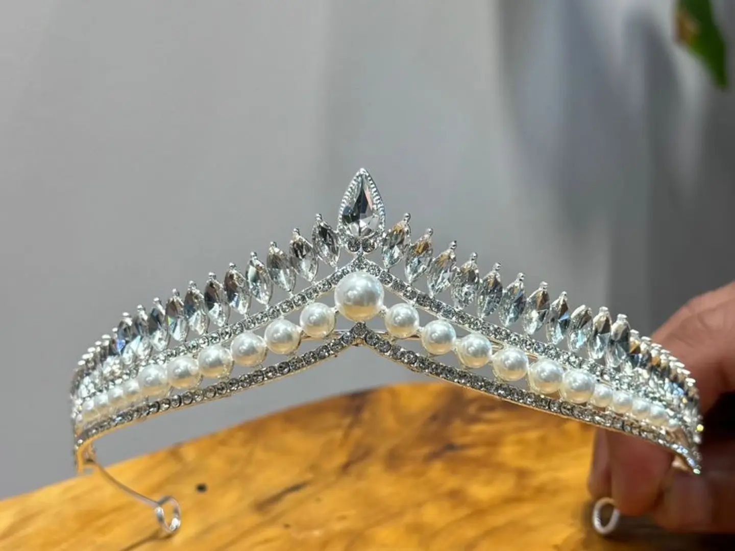 Crystal And Pearl Bridal Crown 1