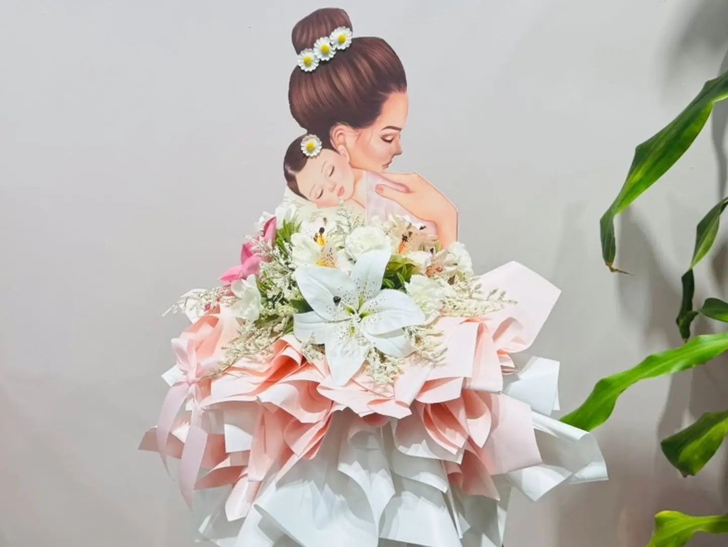 Artificial Flower Arrangement Suitable For A Newborn Gift
