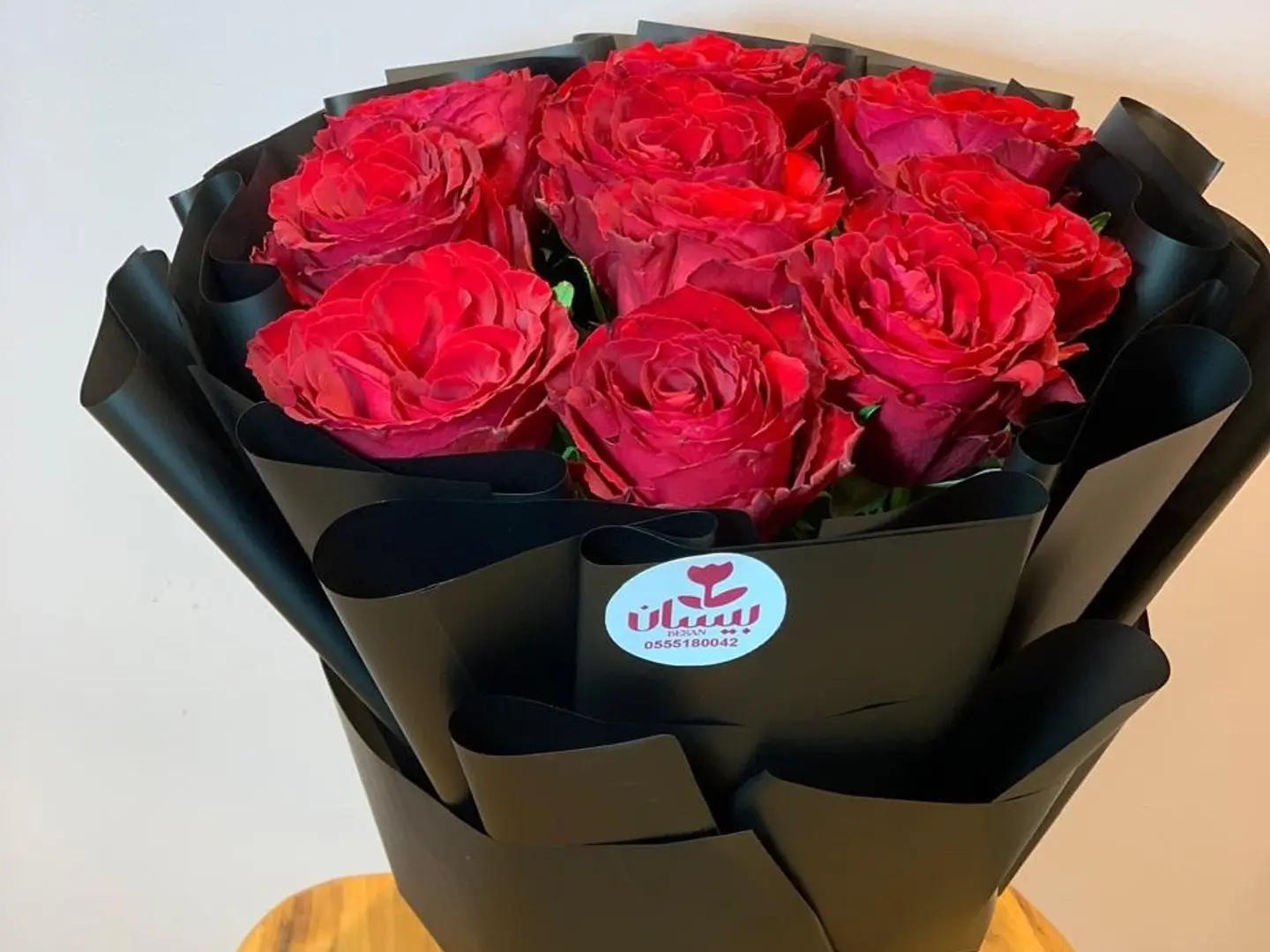 Red Rose Bouquet With Black Packaging