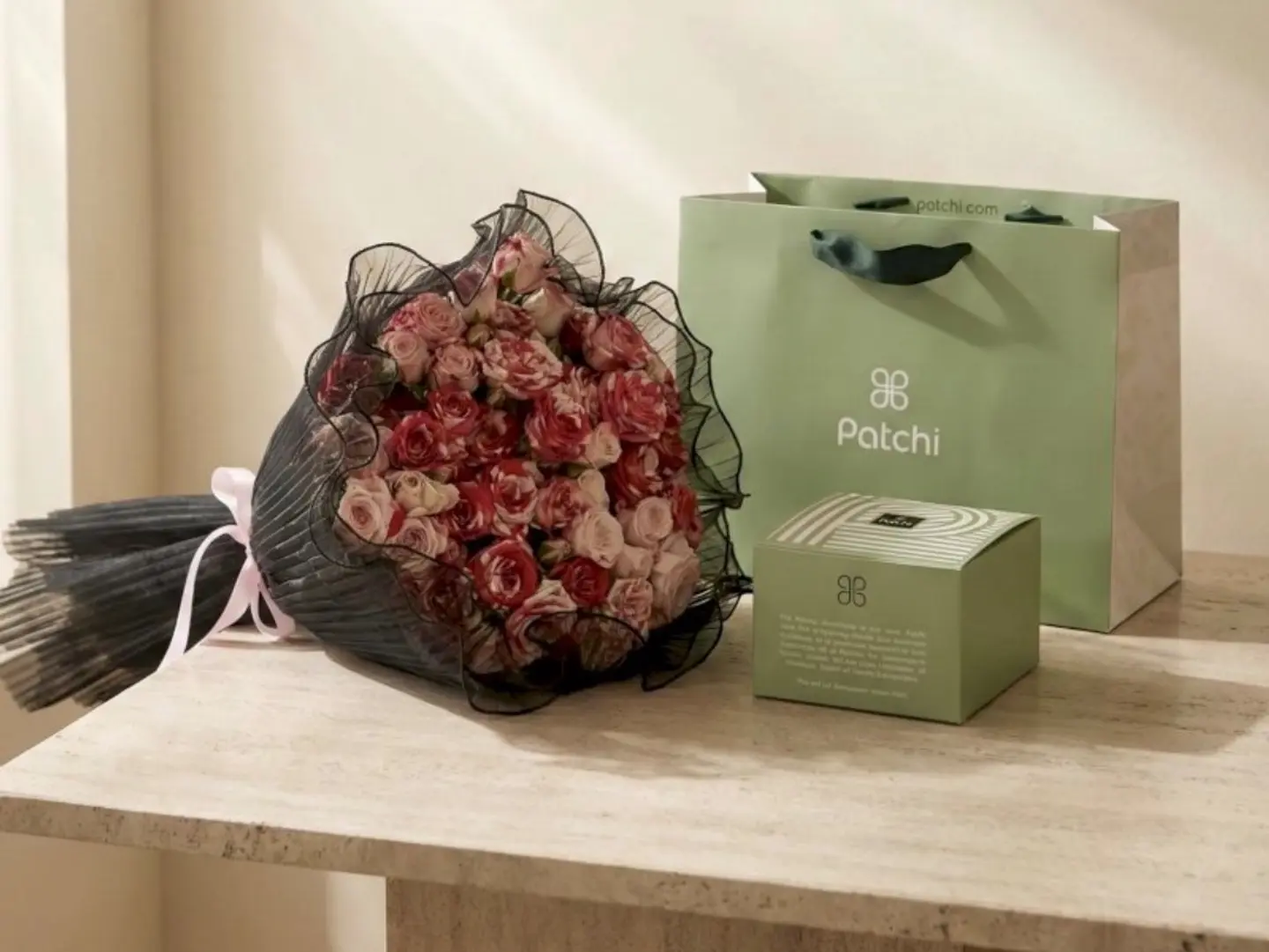 Chocolate Patchi Together With Baby Rose Bouquet