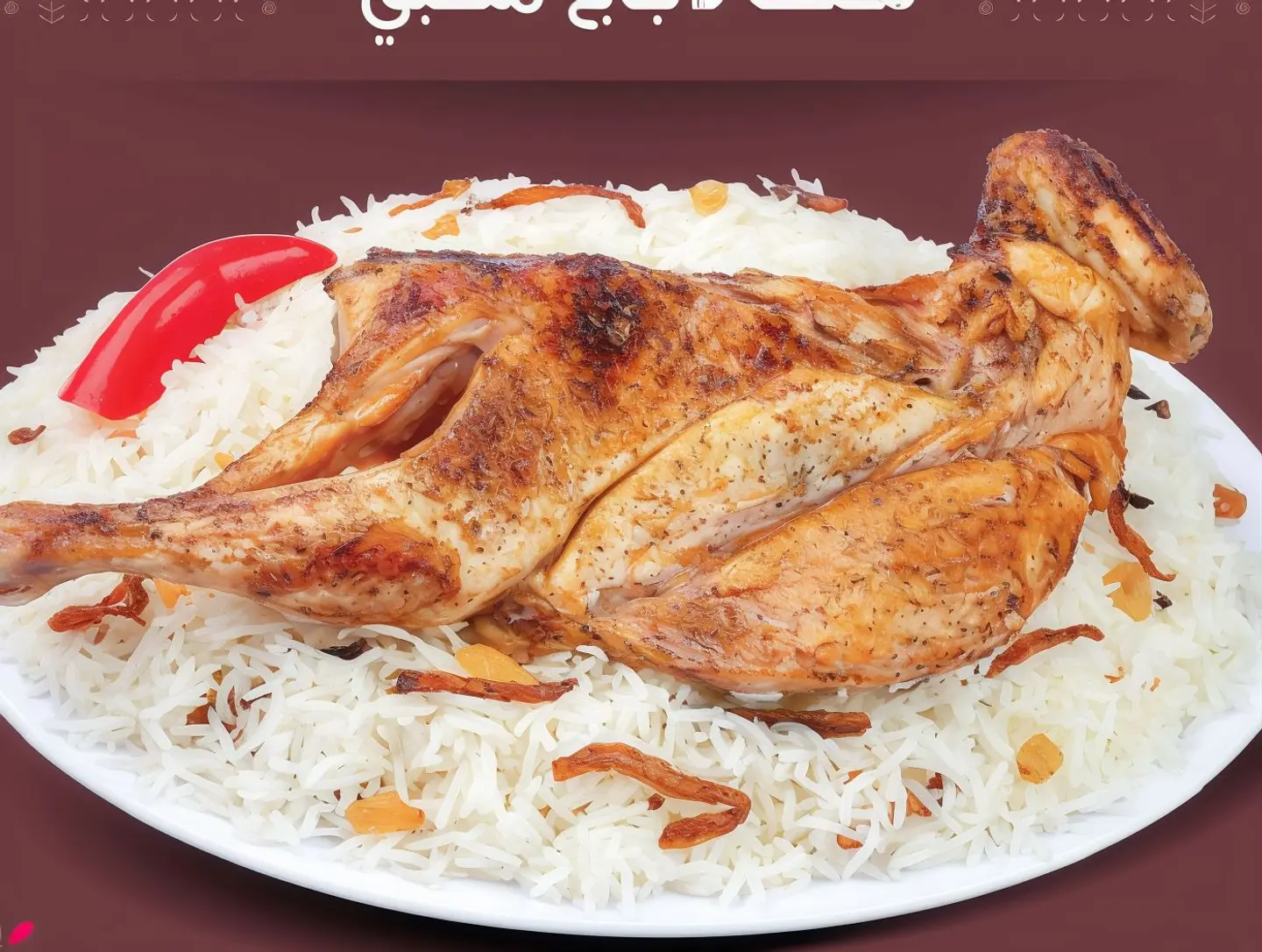 نصف دجاج مظبي مع الرز
