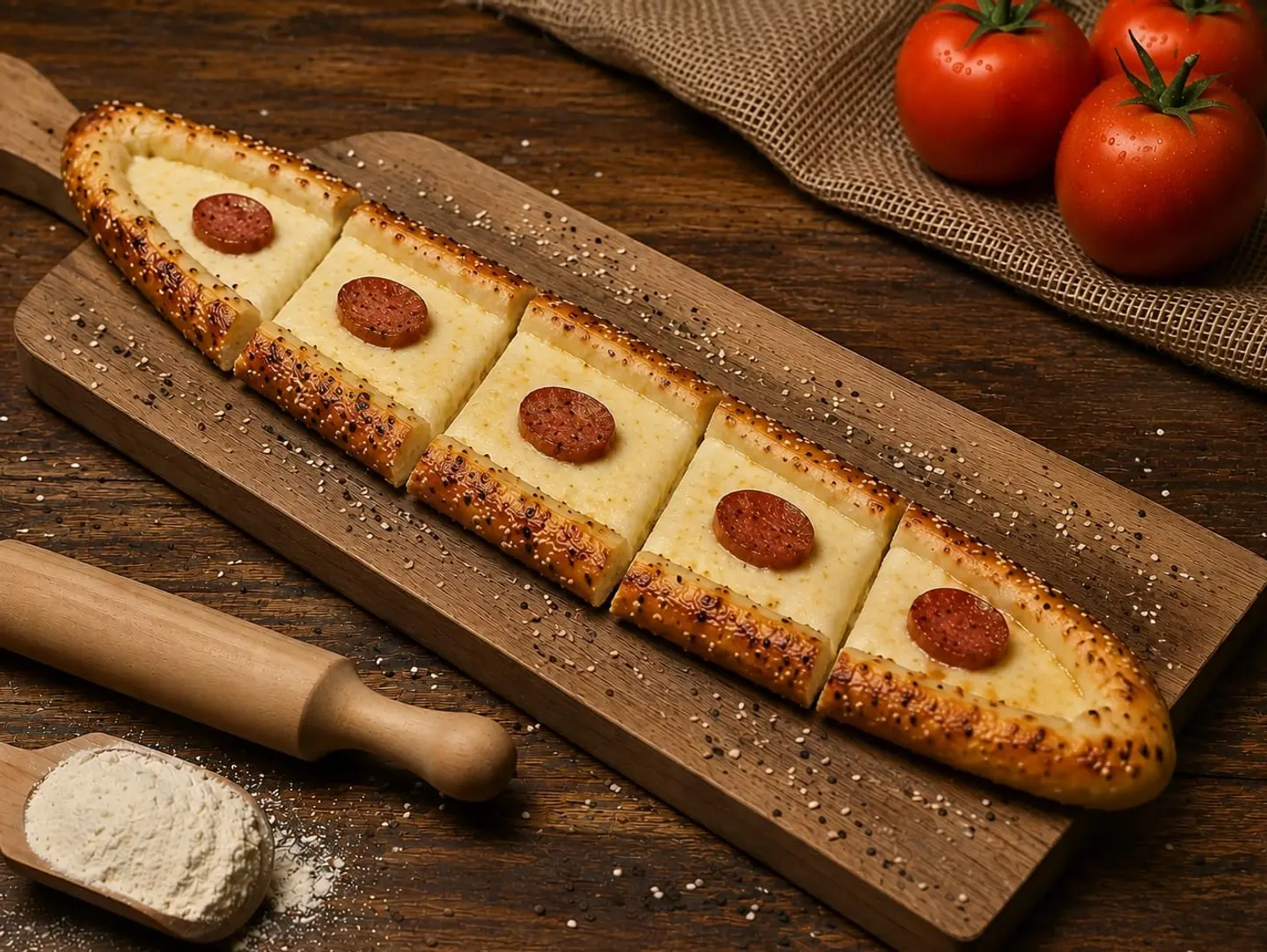 فطيرة نقانق بالجبن