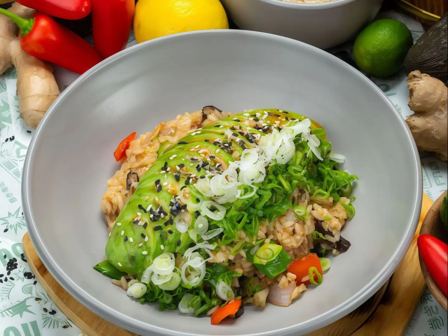 روبيان مع الخضار بالليمونغراس