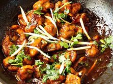 دجاج بالزنجبيل جاف مع مرق اللحم