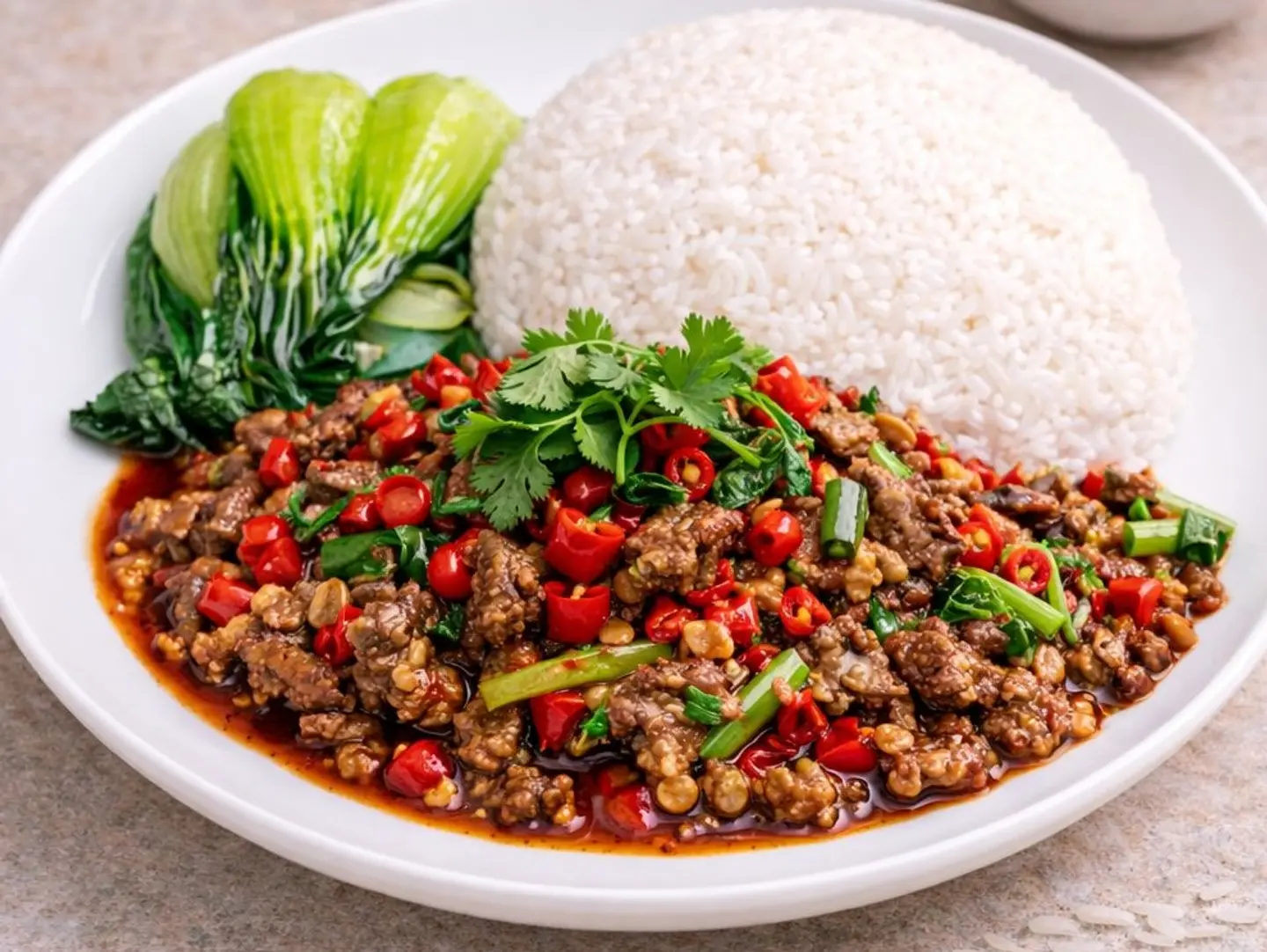 Rb01 Spicy Stir Fried Beef Rice Combo