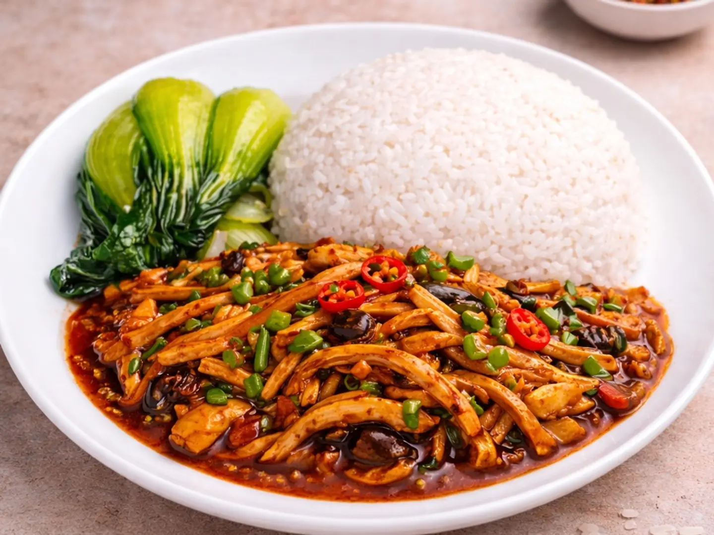 Shredded Chicken In Garlic Sauce Rice Combo