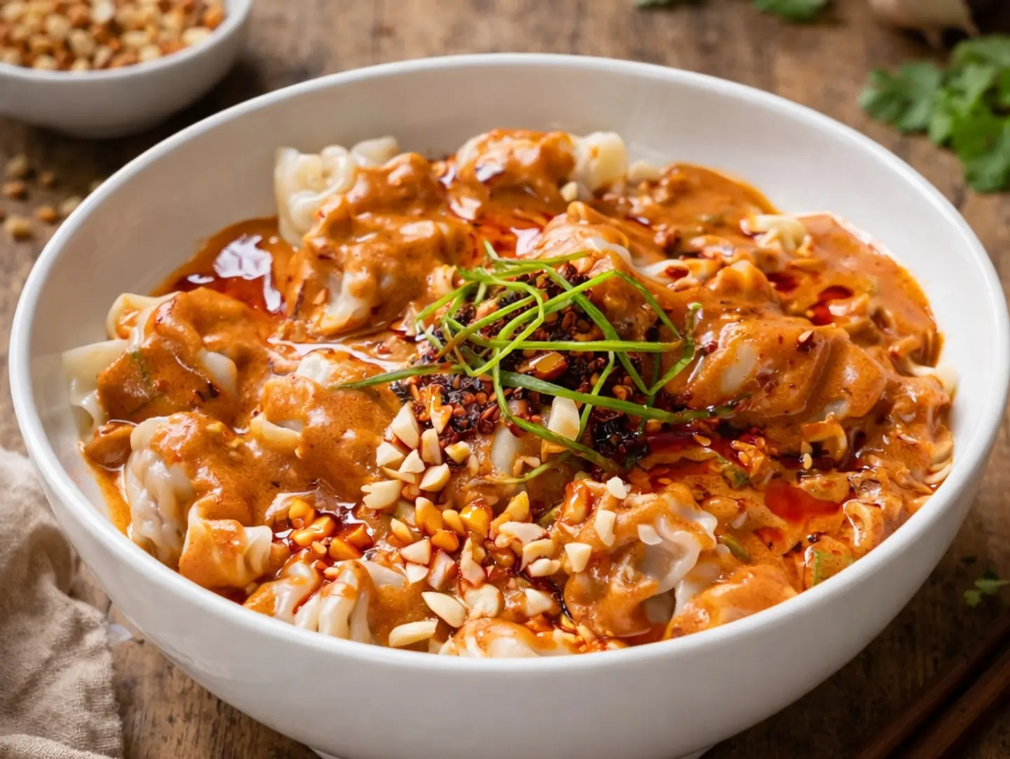 Wontons With Peanut Sauce Dressing