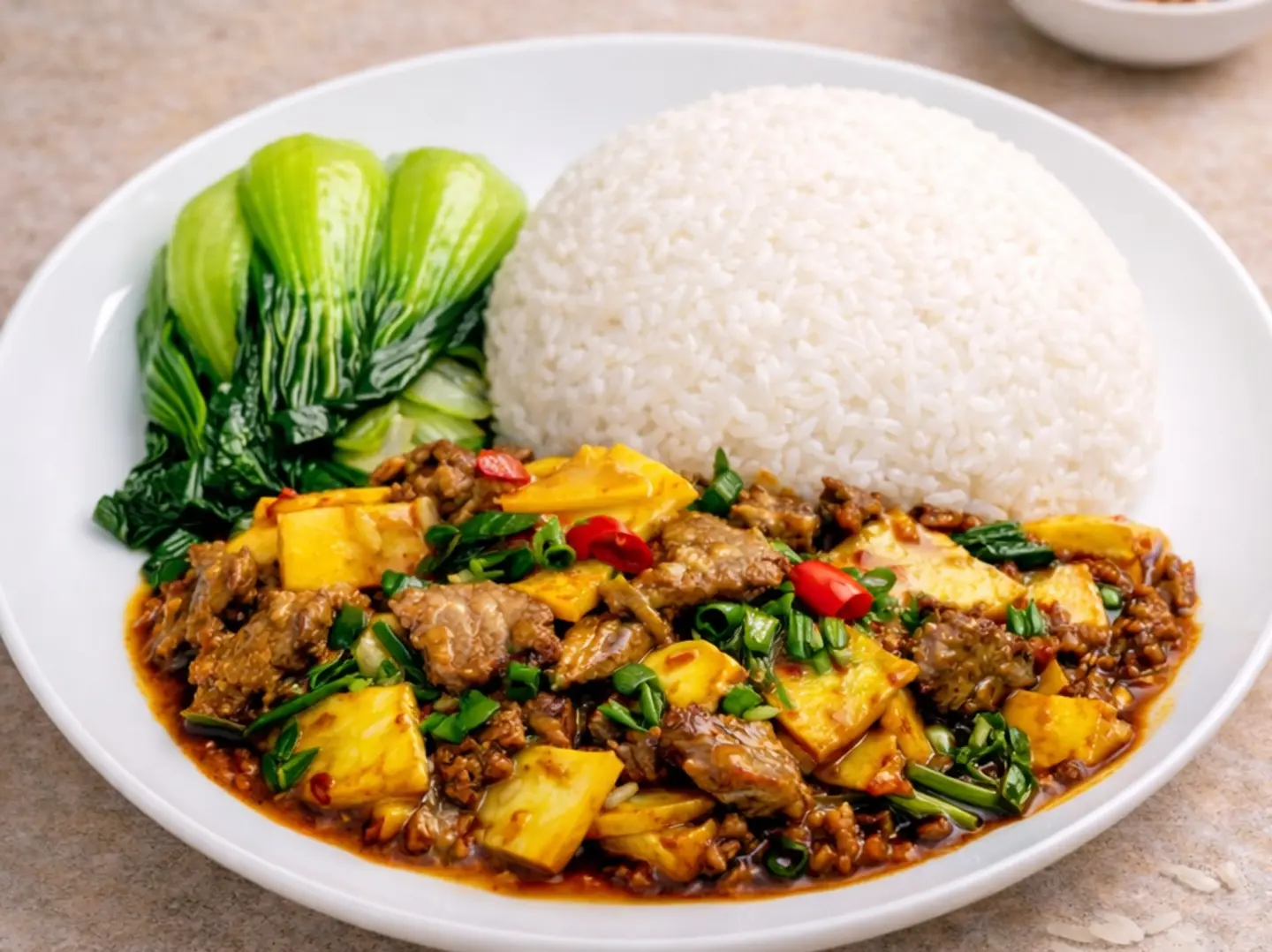 Stir Fried Beef With Winter Bamboo Shoots Rice Combo