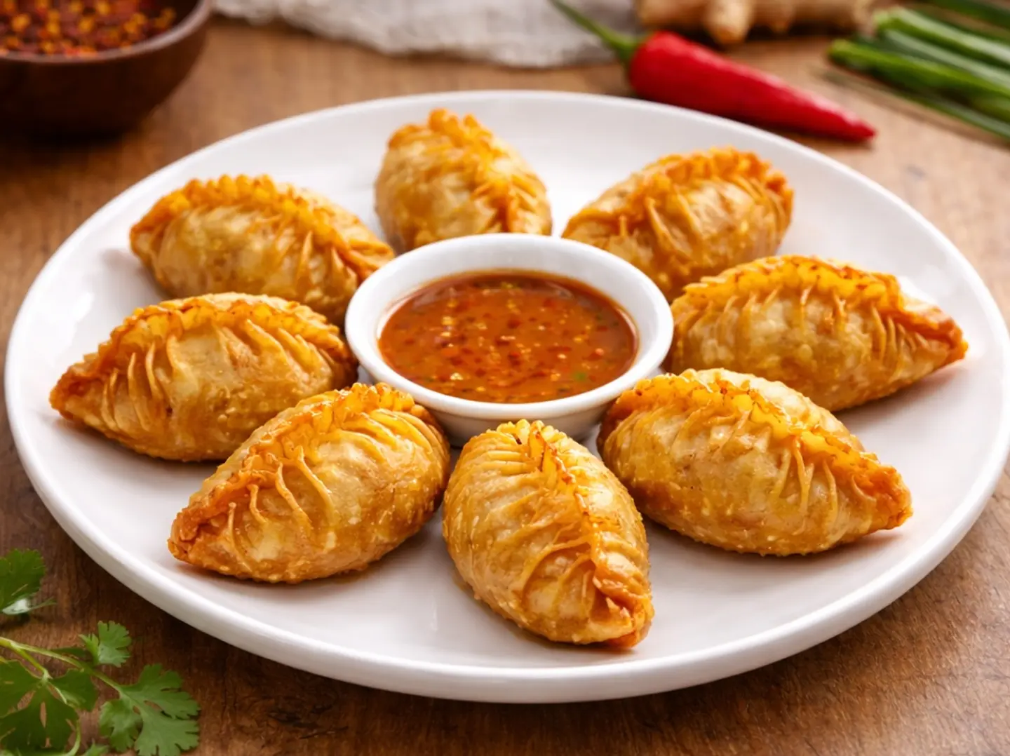 Crispy Fried Dumplings With Chicken & Shrimp (6 Pcs)