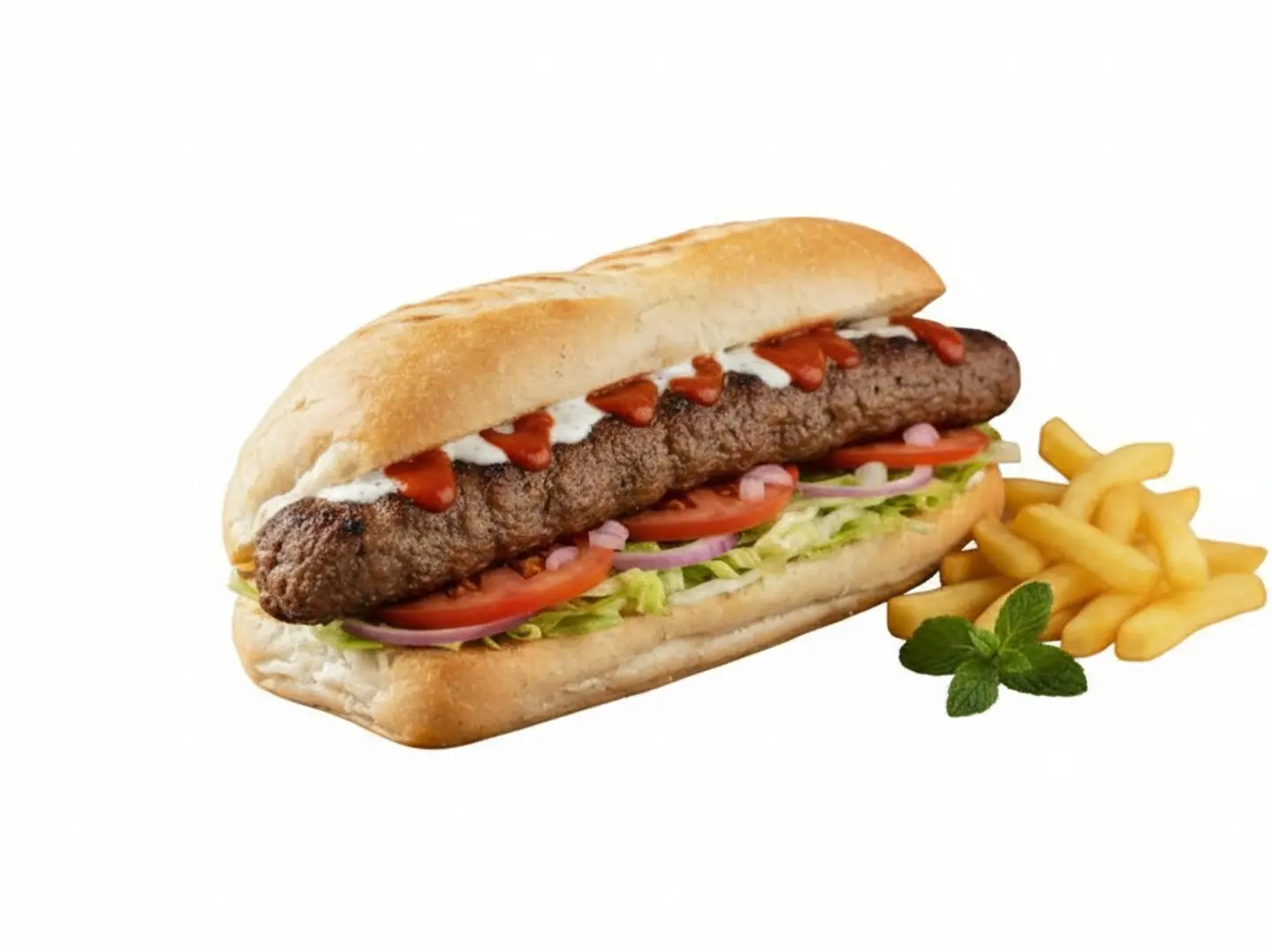 ساندويتش كباب مع بطاطس