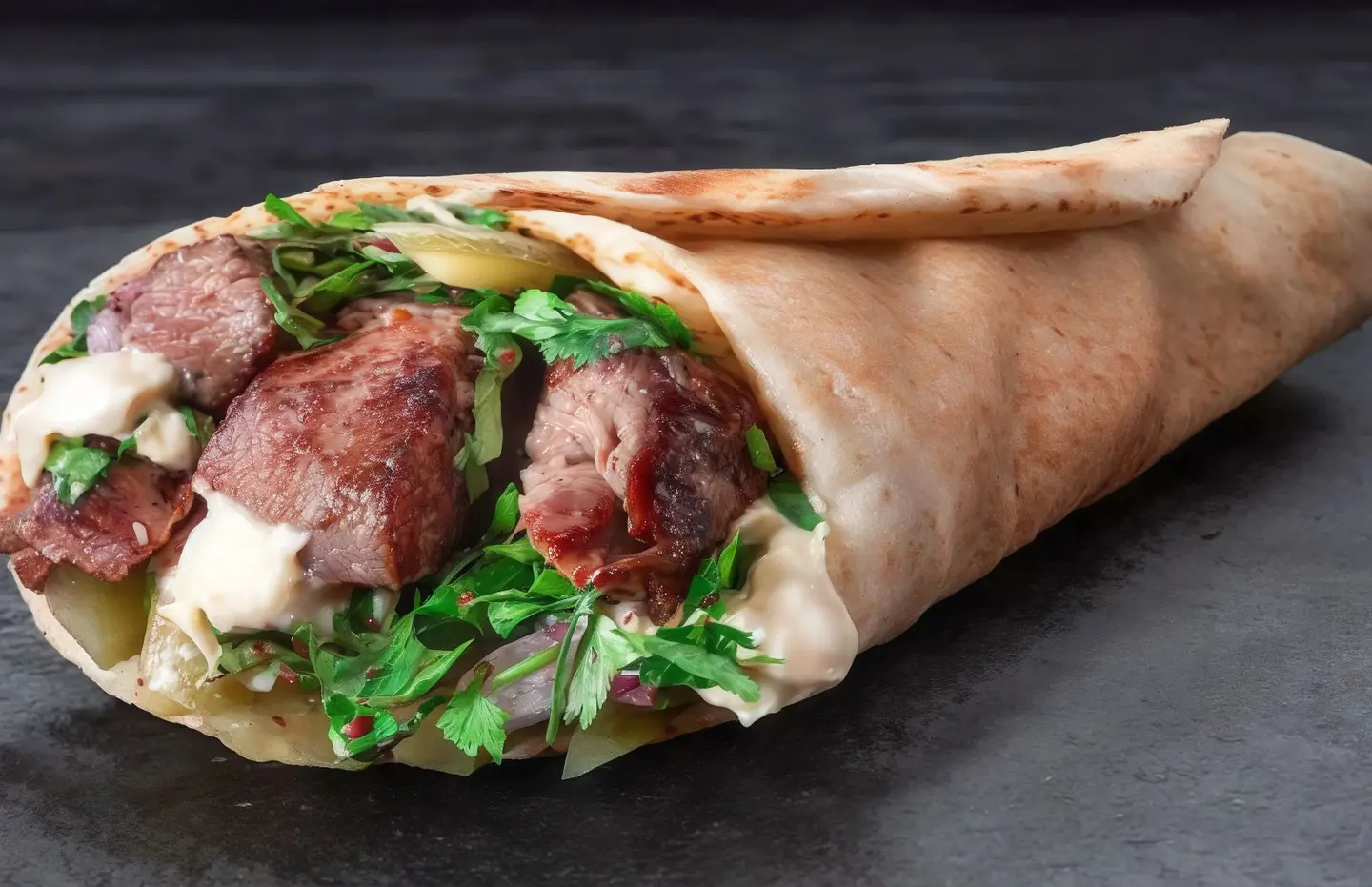 ساندويتش تورتيلا لحم مشوي