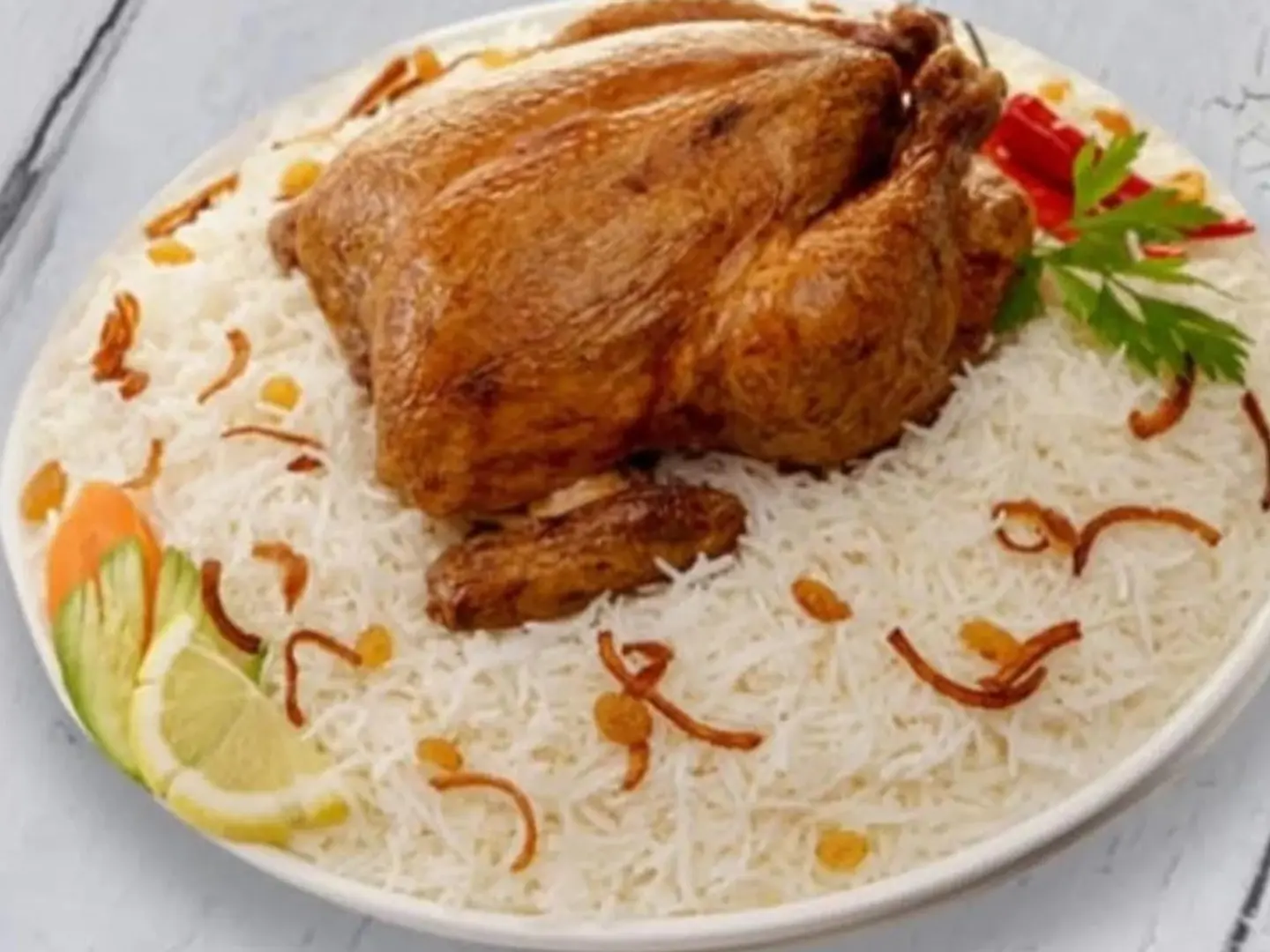 Grilled Kabsa With White Steamed Rice