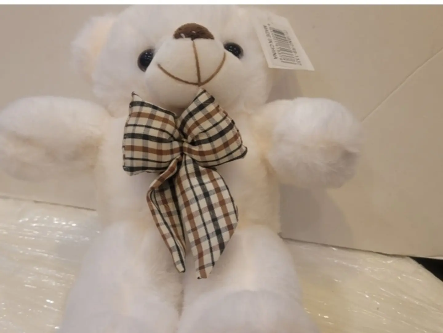 White Teddy Bear With A Bow