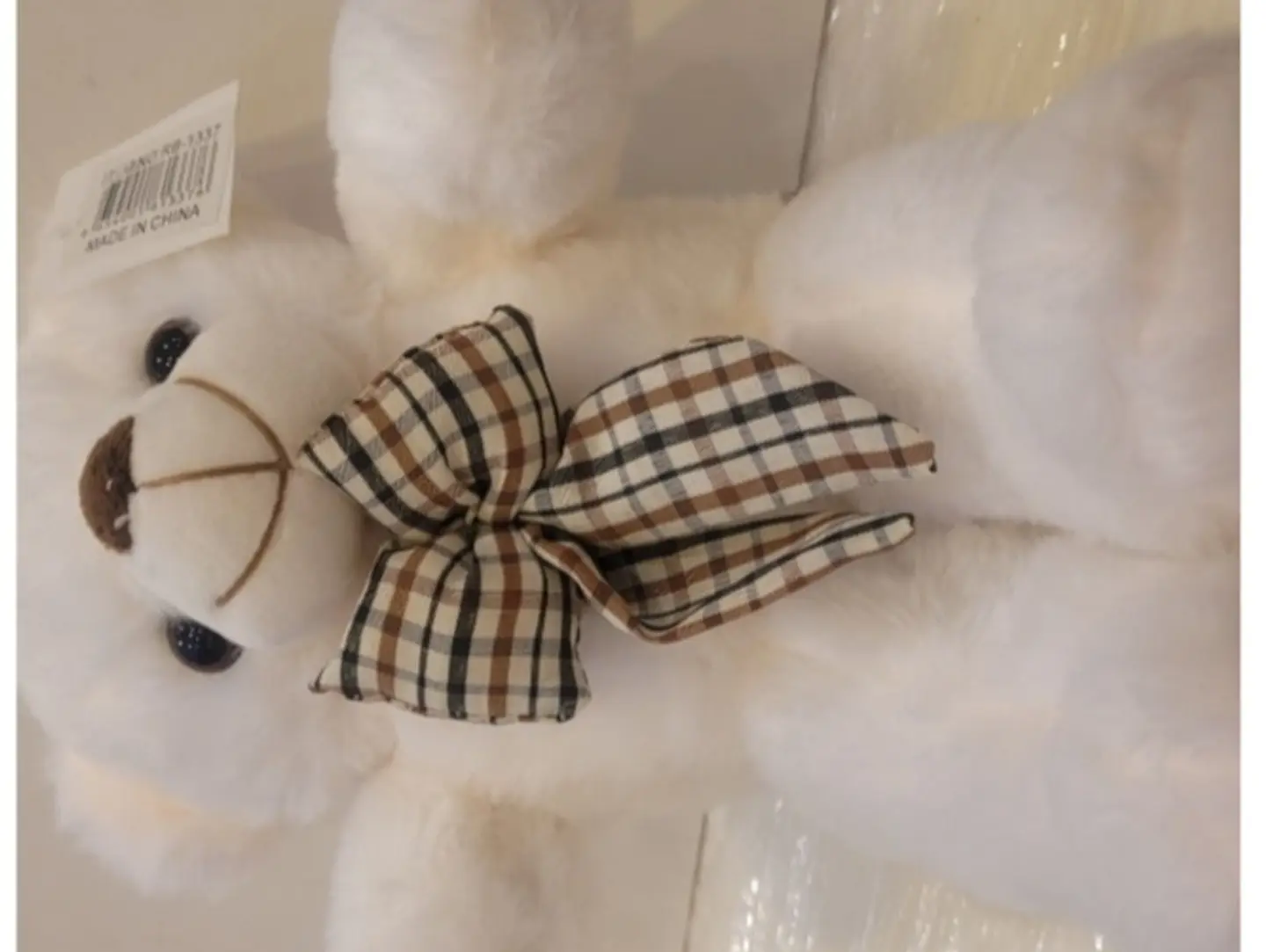 White Teddy Bear With A Bow