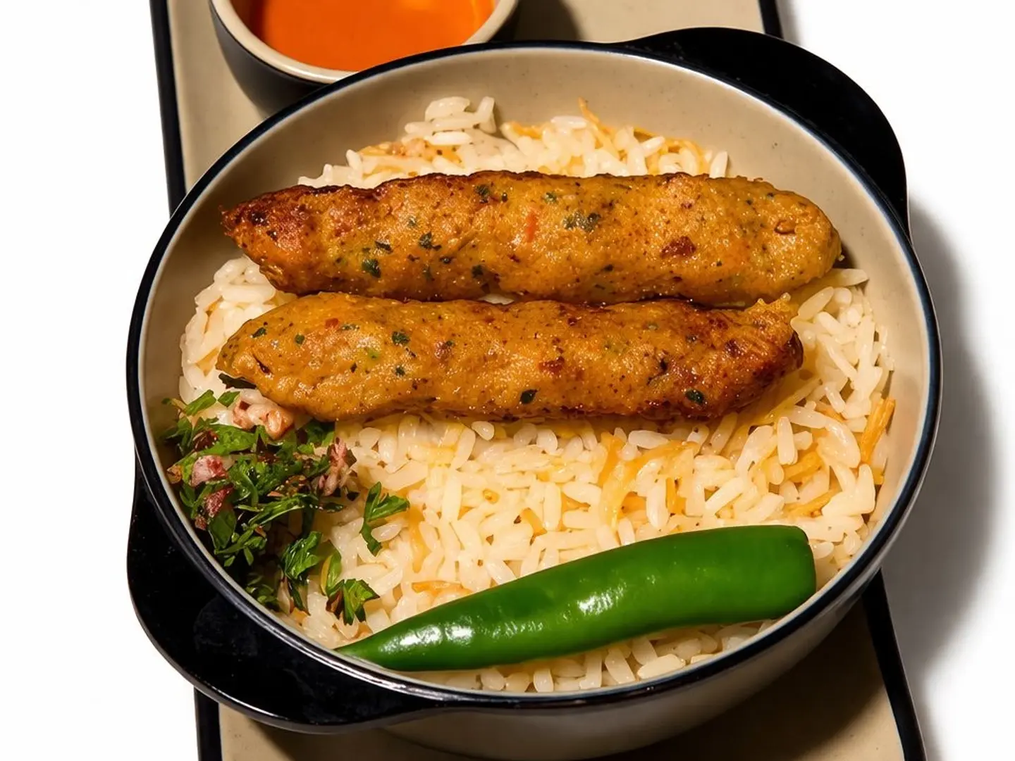 Rice With Chicken Kebab