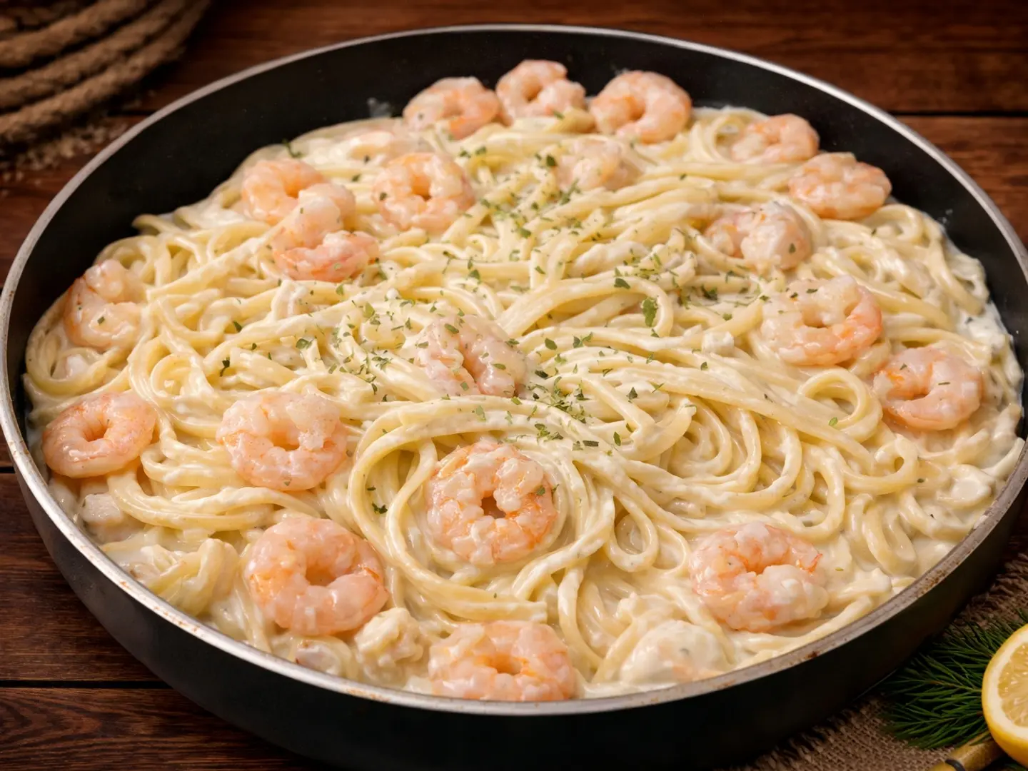 Spaghetti Shrimp White Sauce