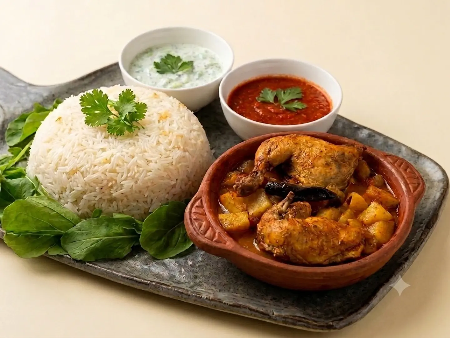 صينية بطاطا بالدجاج والرز الأبيض