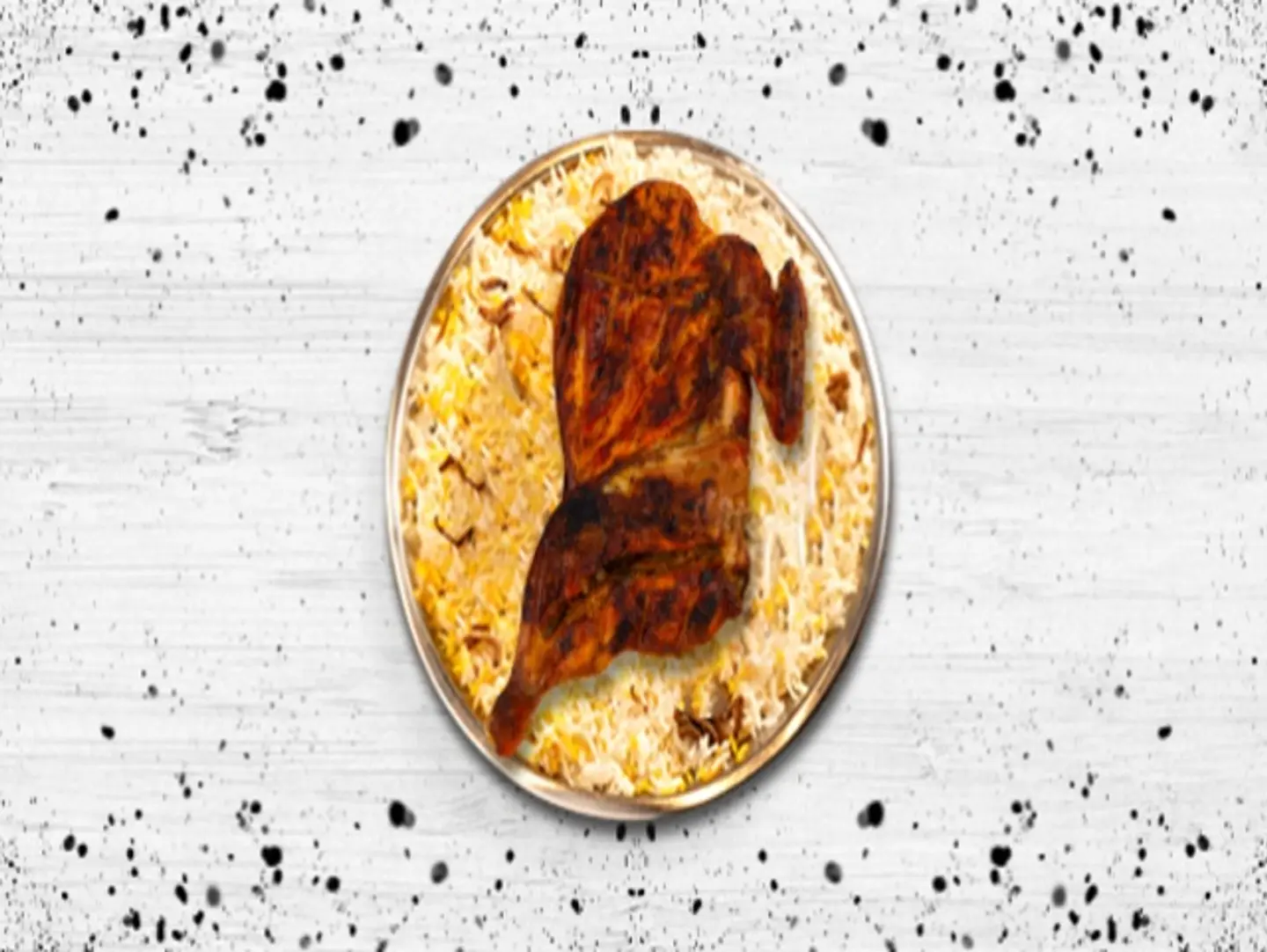 Half Chicken On Charcoal With Traditional Rice