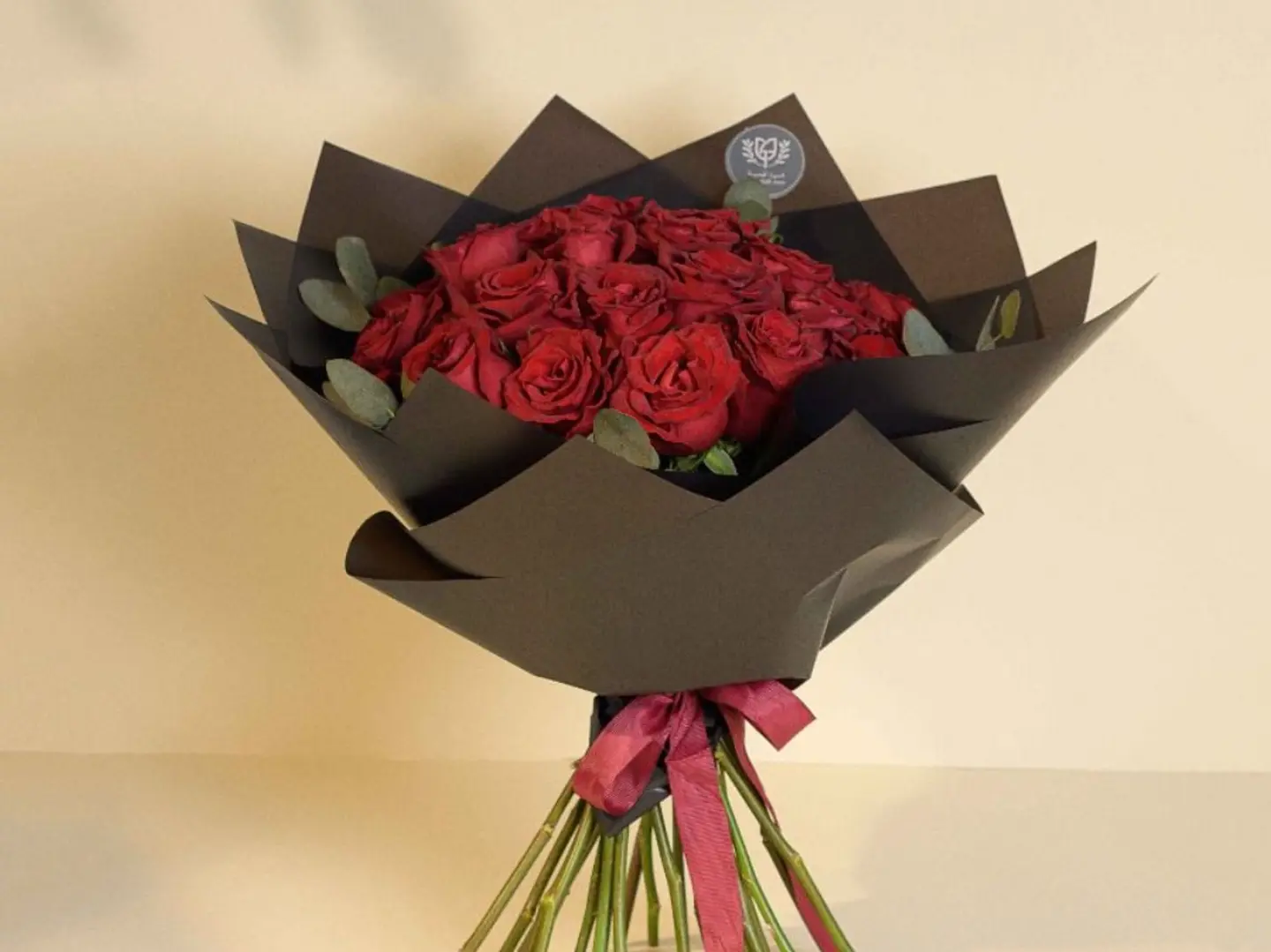 Red Rose Bouquet With Eucalyptus