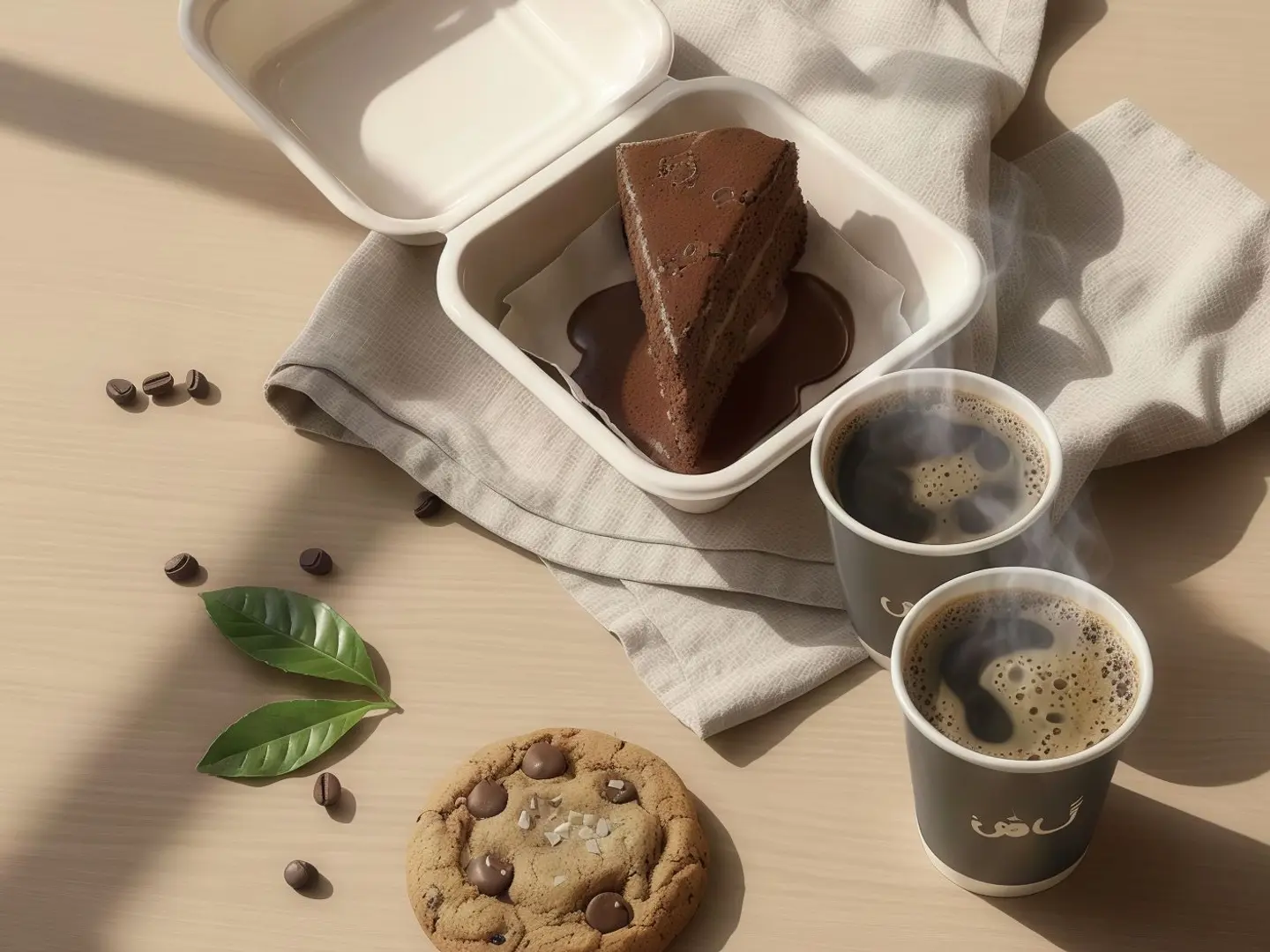 2 Large Coffee Of The Day + 1 Cookies + 1 Chocolate Cake