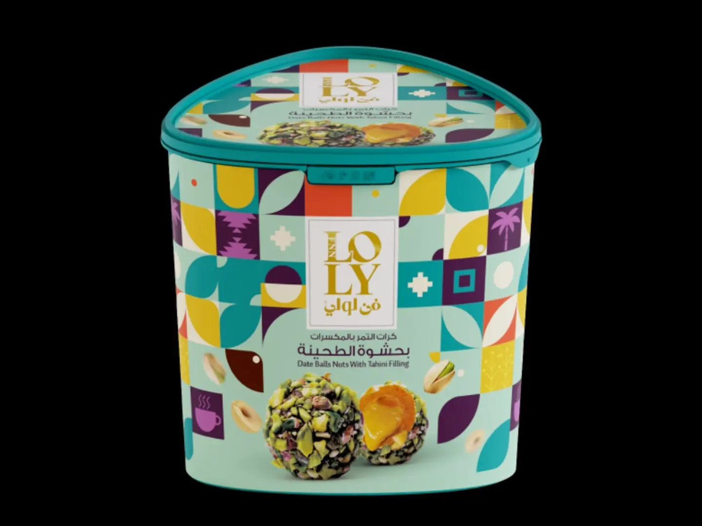 كرات التمر بالمكسرات بحشوة الطحينة فن لولي