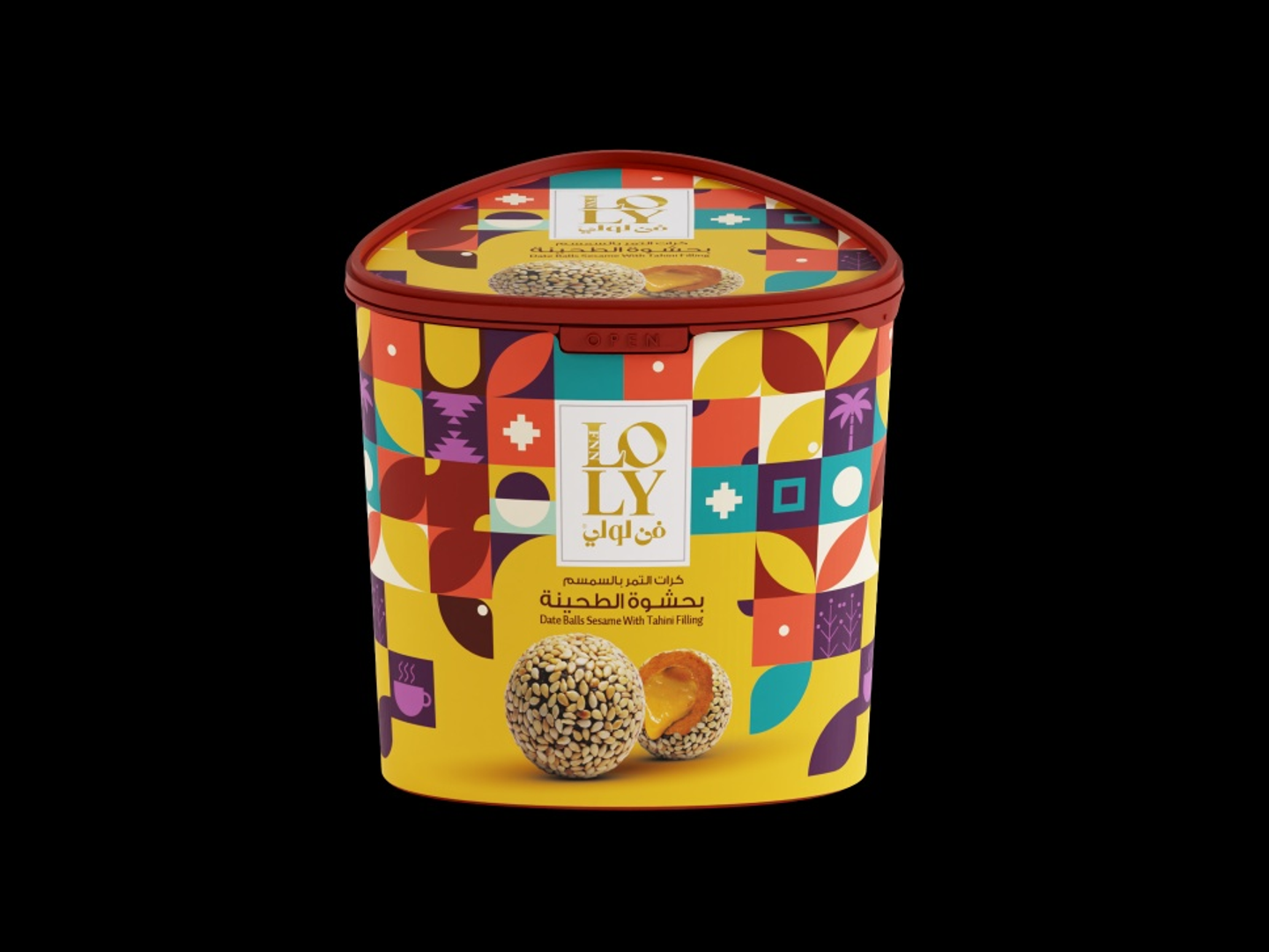 كرات التمر بالسمسم بحشوة الطحينة فن لولي