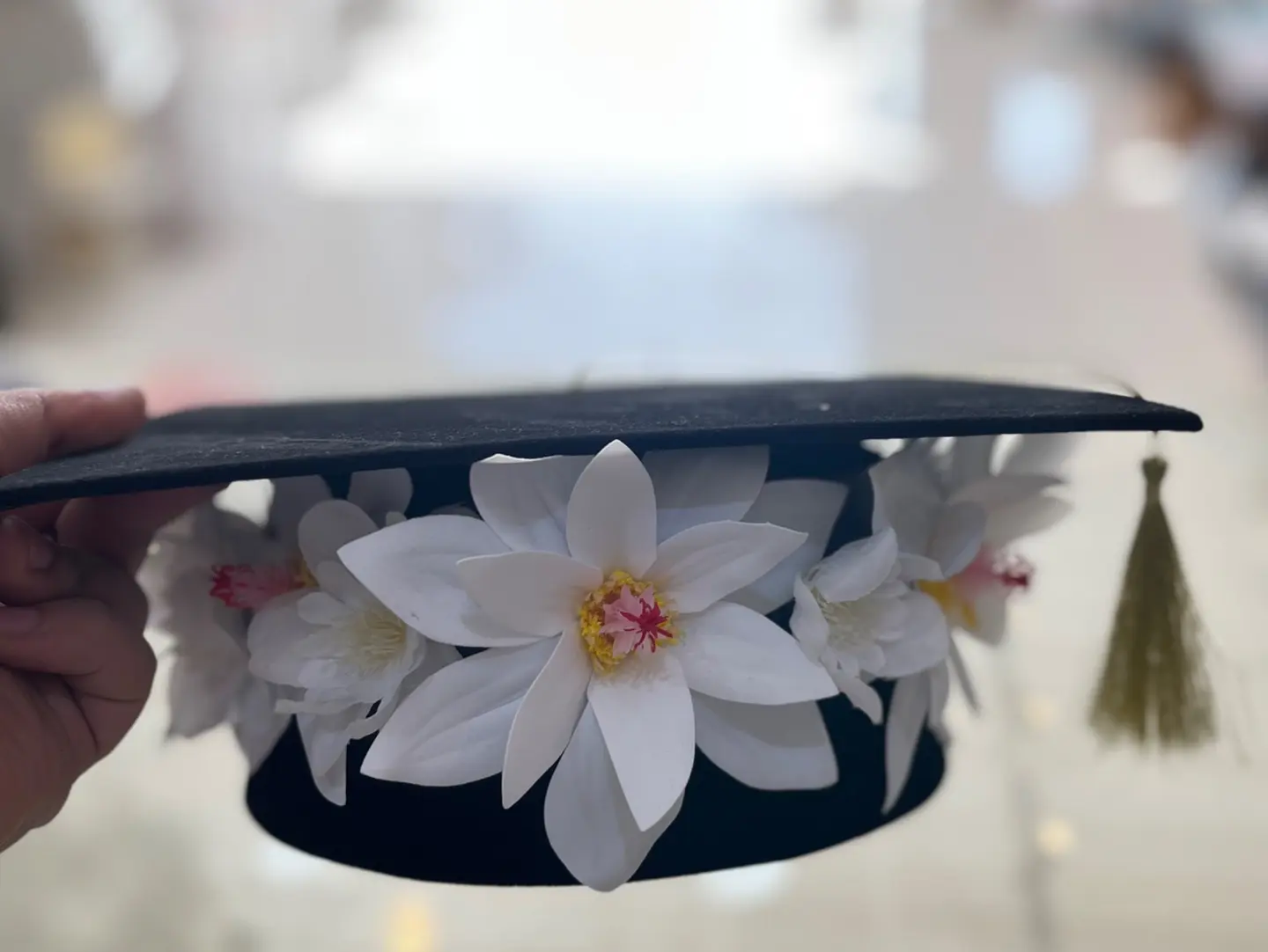 Graduation Cap With Artificial Flowers