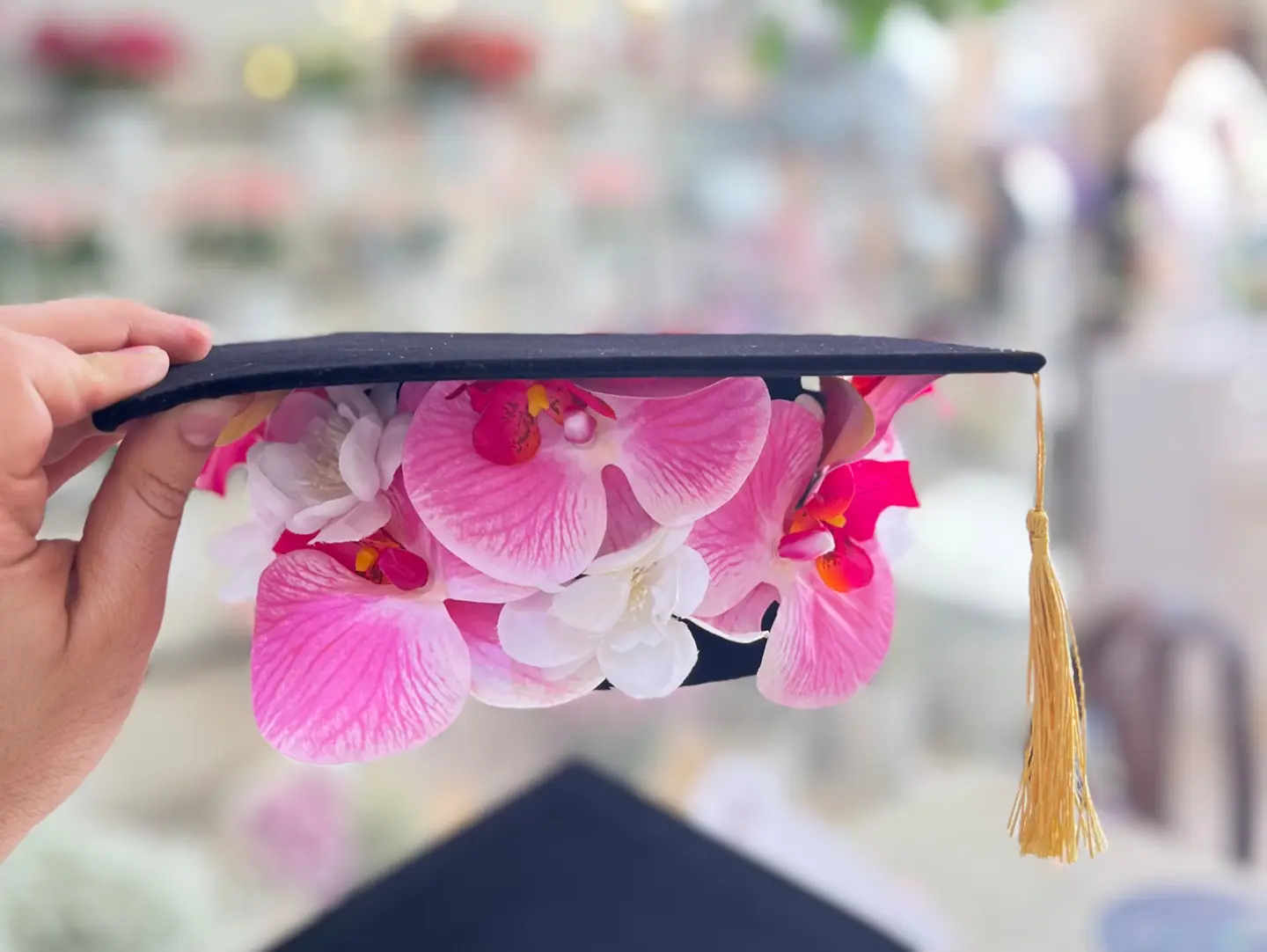 Graduation Cap With Artificial Flowers