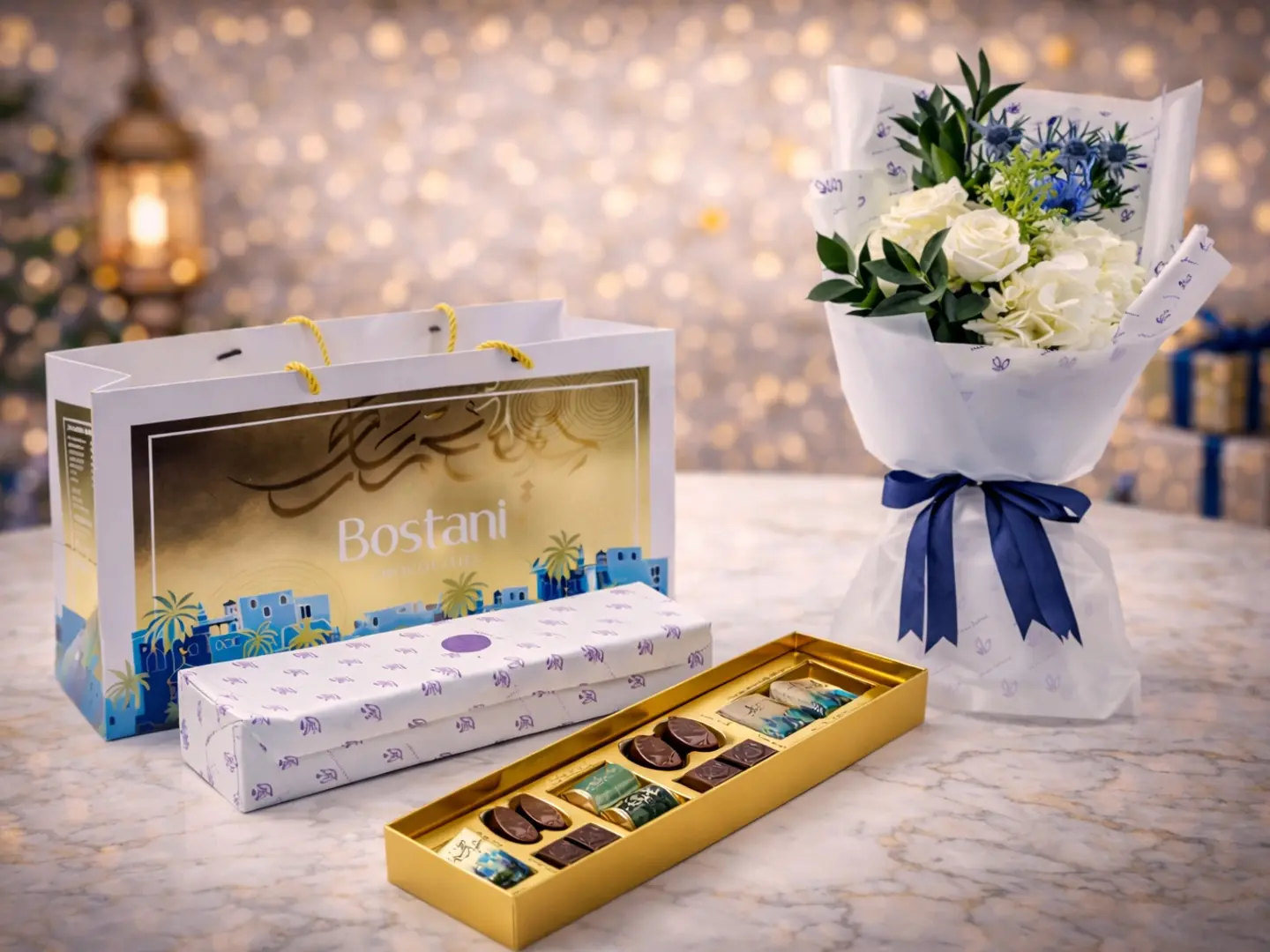 تنسيق الشوكولاتة والزهور الأنيق