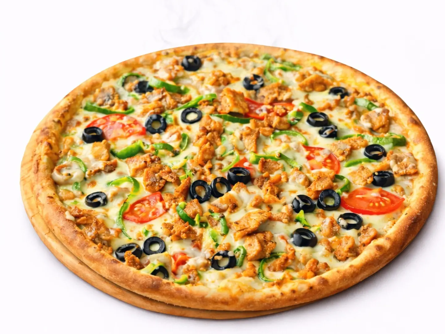 Chicken Pieces Pizza With Liquid Cheese