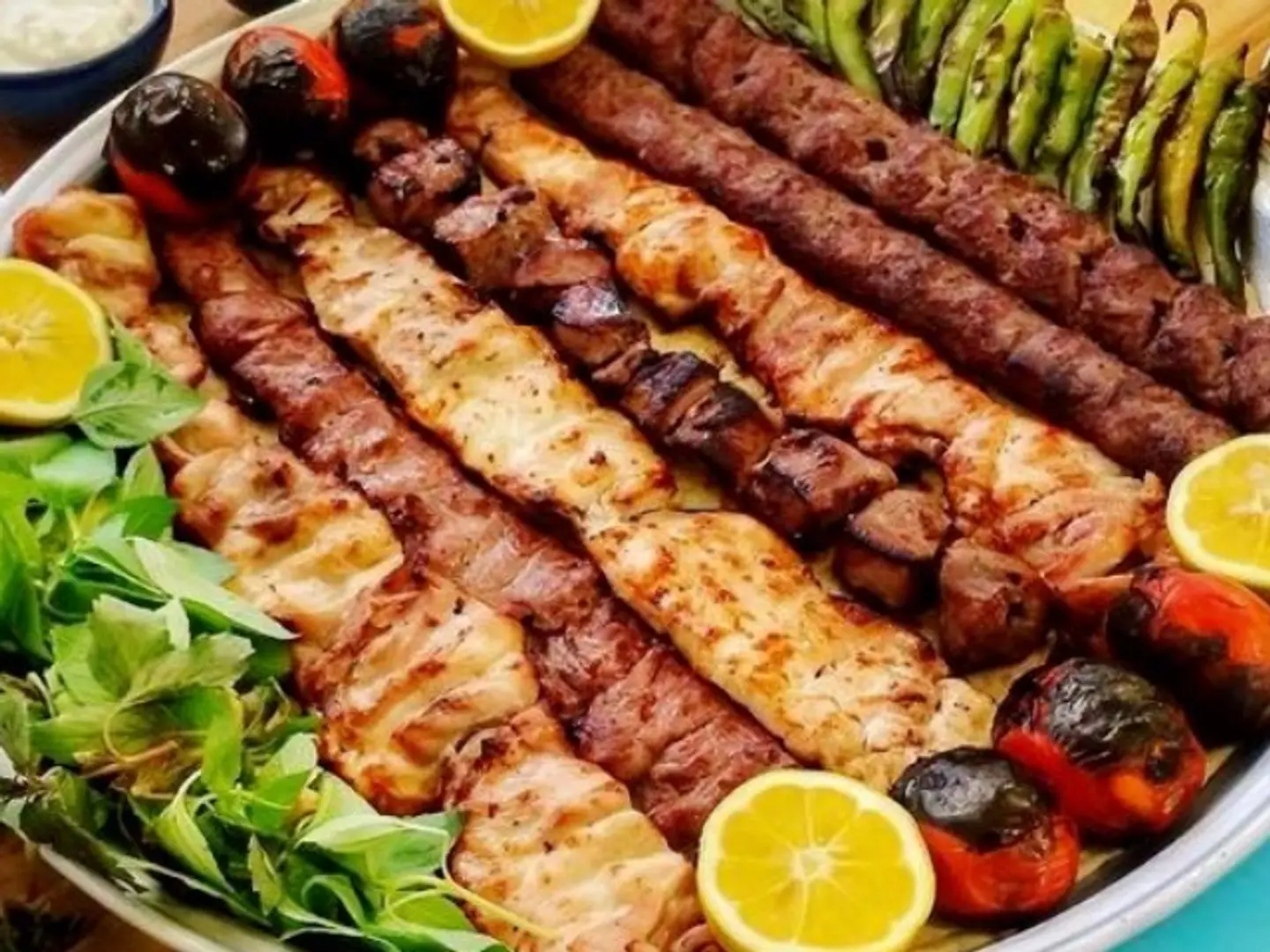 نص كيلو مشاوي 6 أسياخ يقدم مع الخبز والصوصات