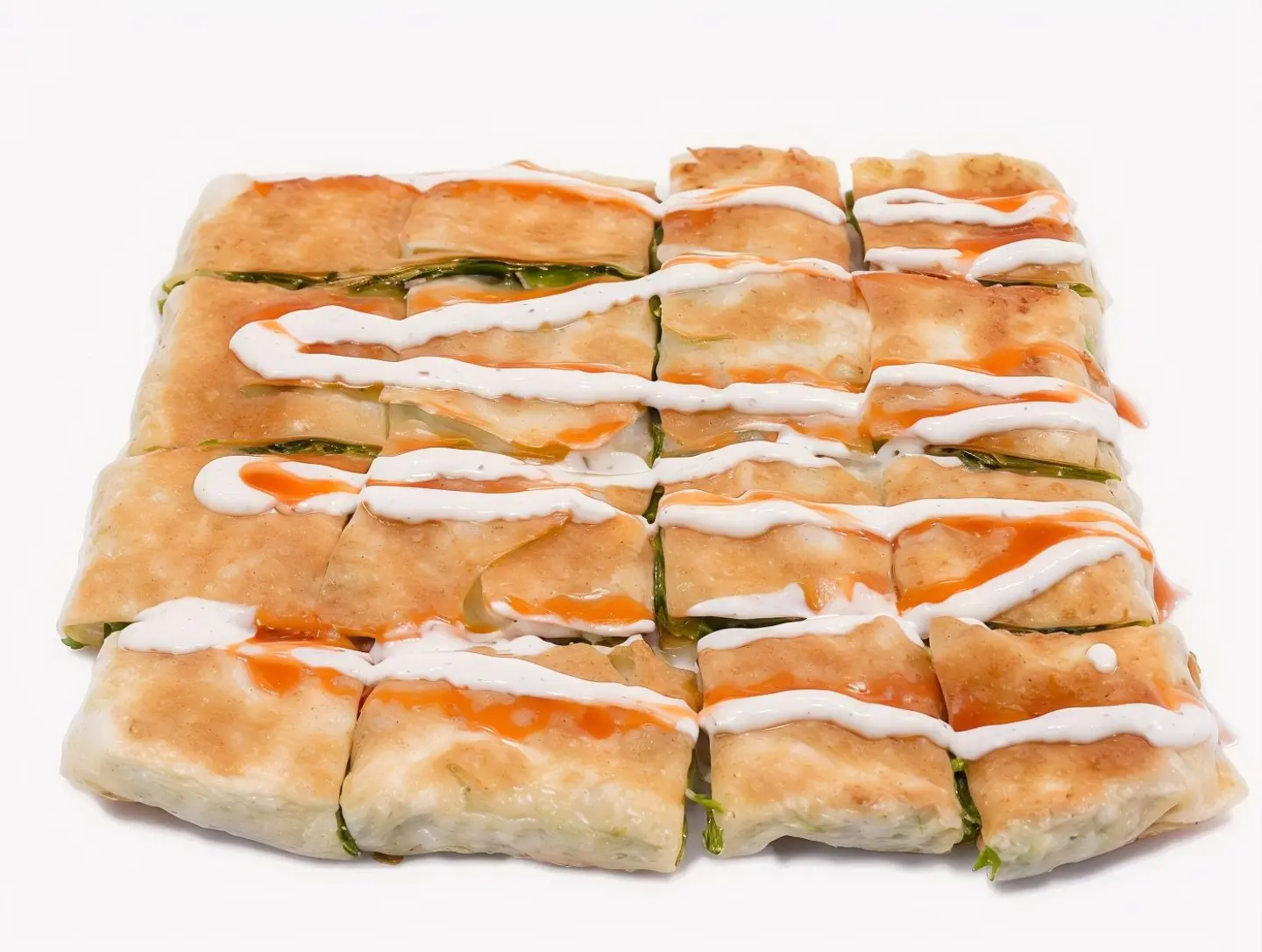Vegetable Mutabbak With Ranch Sauce And Hot Chili