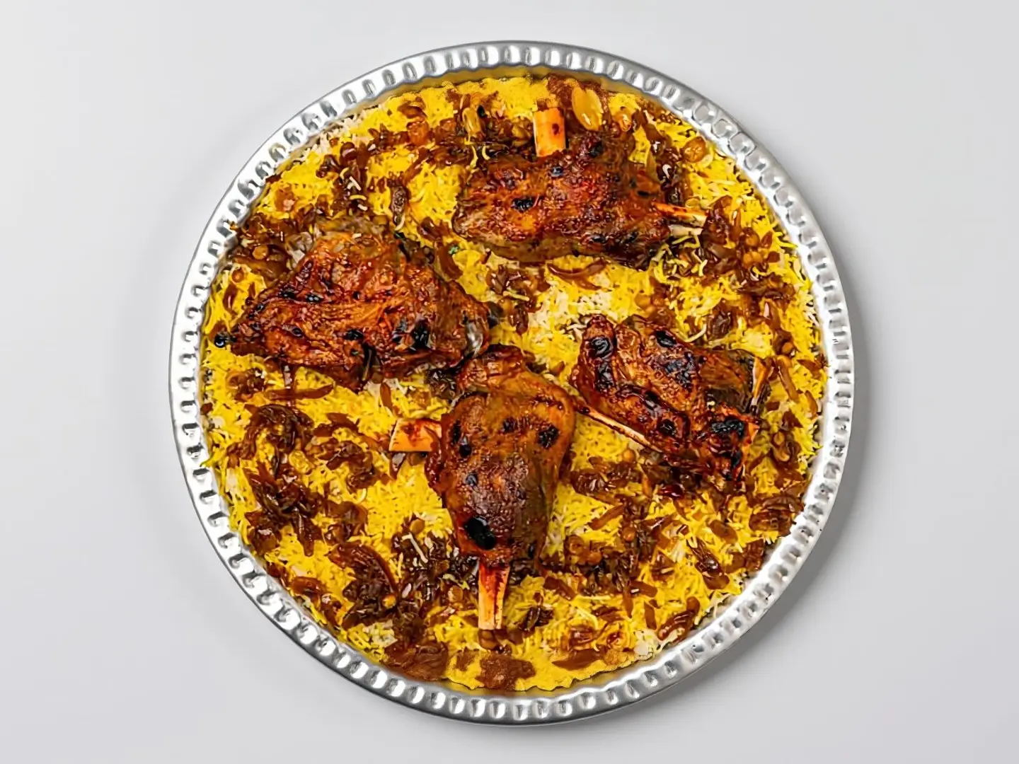 طبق مجبوس لحم صغير دائري