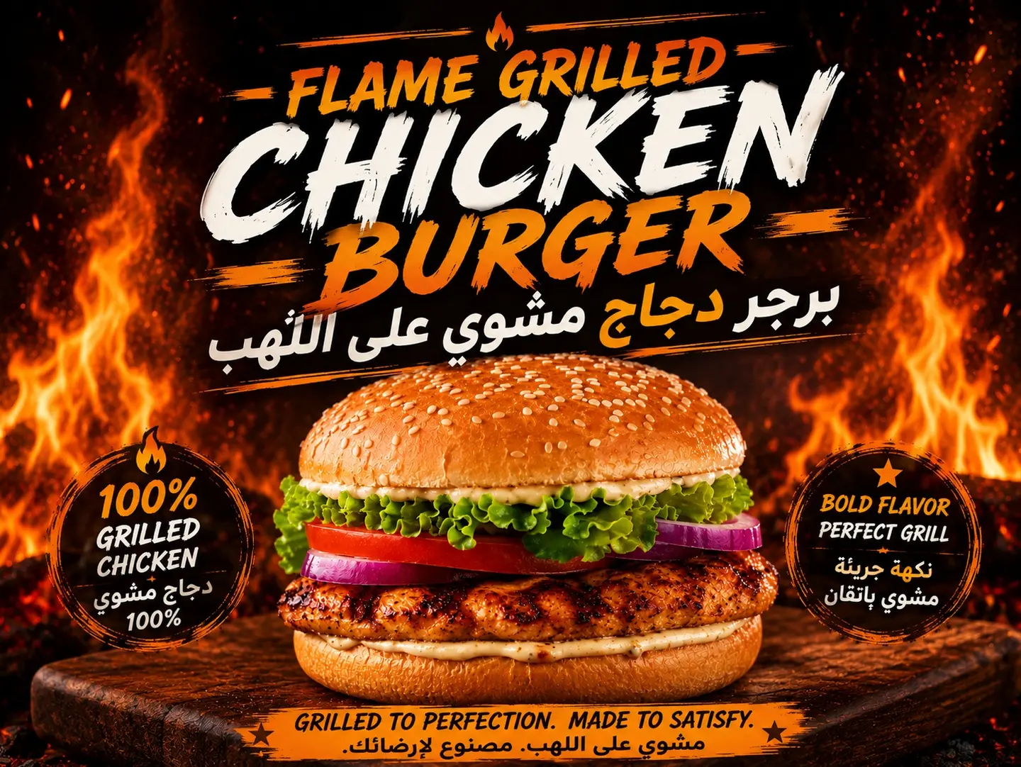 برجر دجاج مشوي